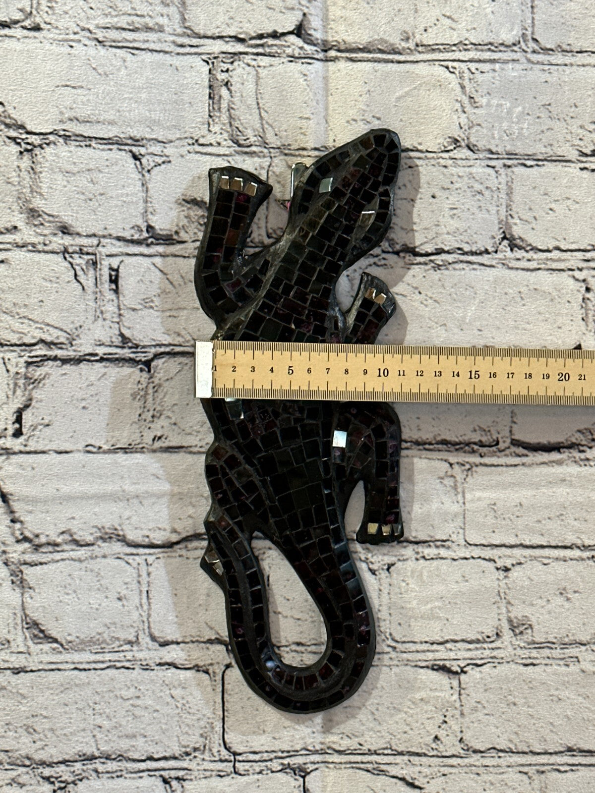 30cm Gecko Deep Purple Mosaic Wall Hanging Wooden Ornaments Wood Carving3