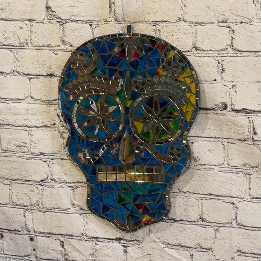 Blue Skull Mosaic Tile Wall Mirror 40cm x 28cm 16 Inches Handmade New0