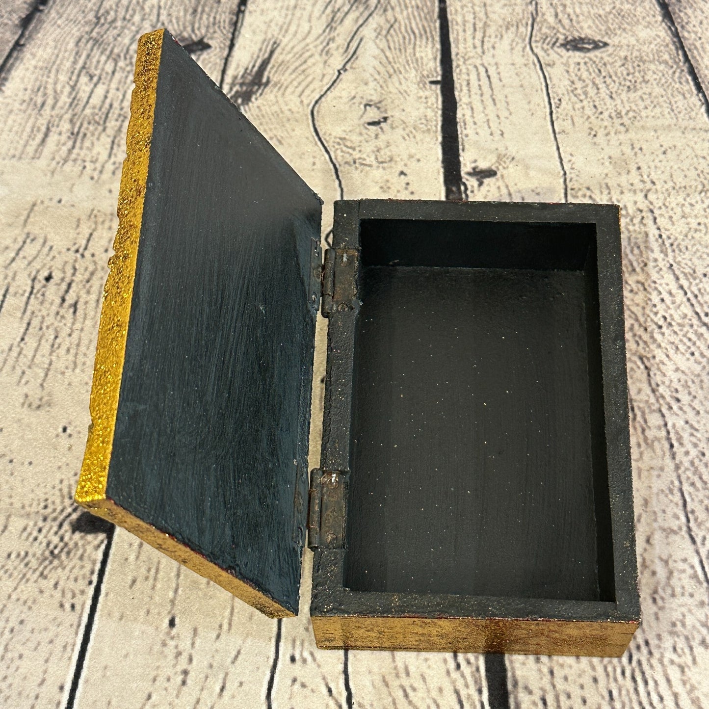 Bright Gold Thai Plain Buddha Head 10cm x 15cm x 4cm Wooden Box Trinket Handmade3