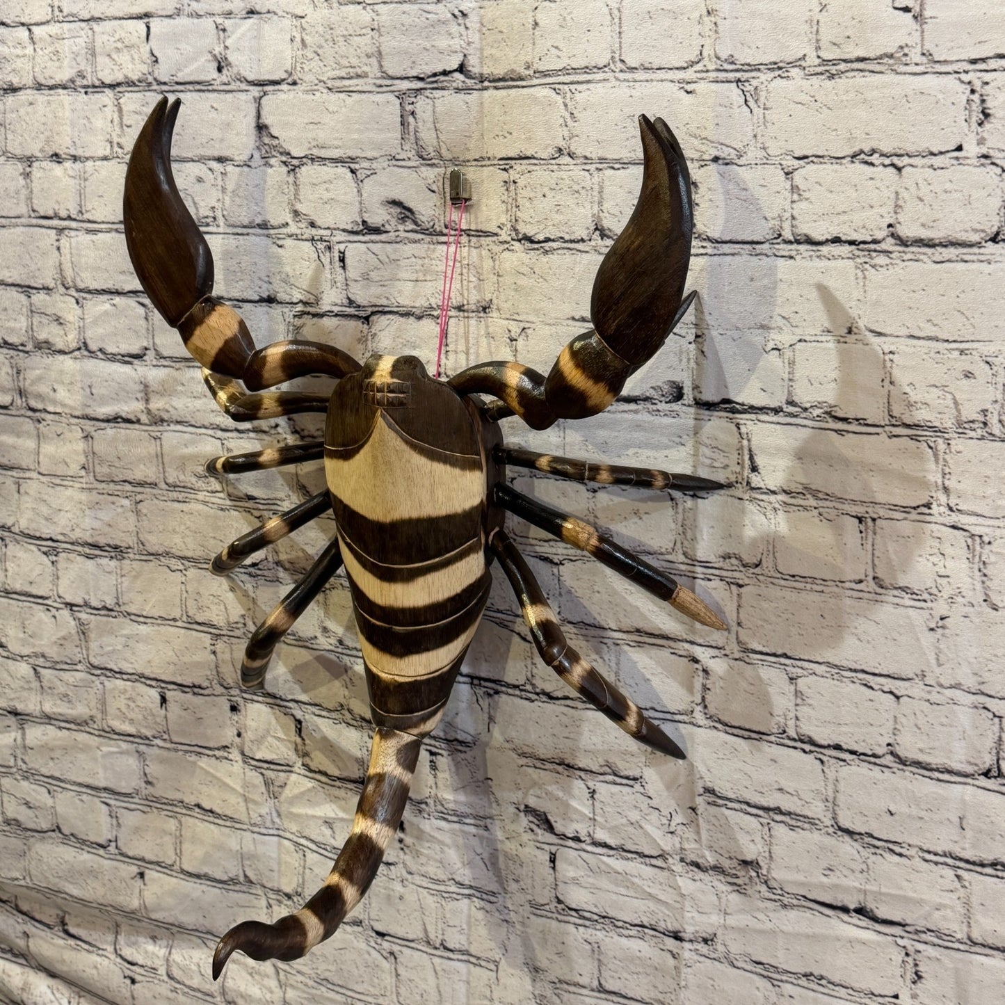 55cm x 45cm Wooden Scorpion Burnt Pattern Carving Hand Carved Walking Statue2