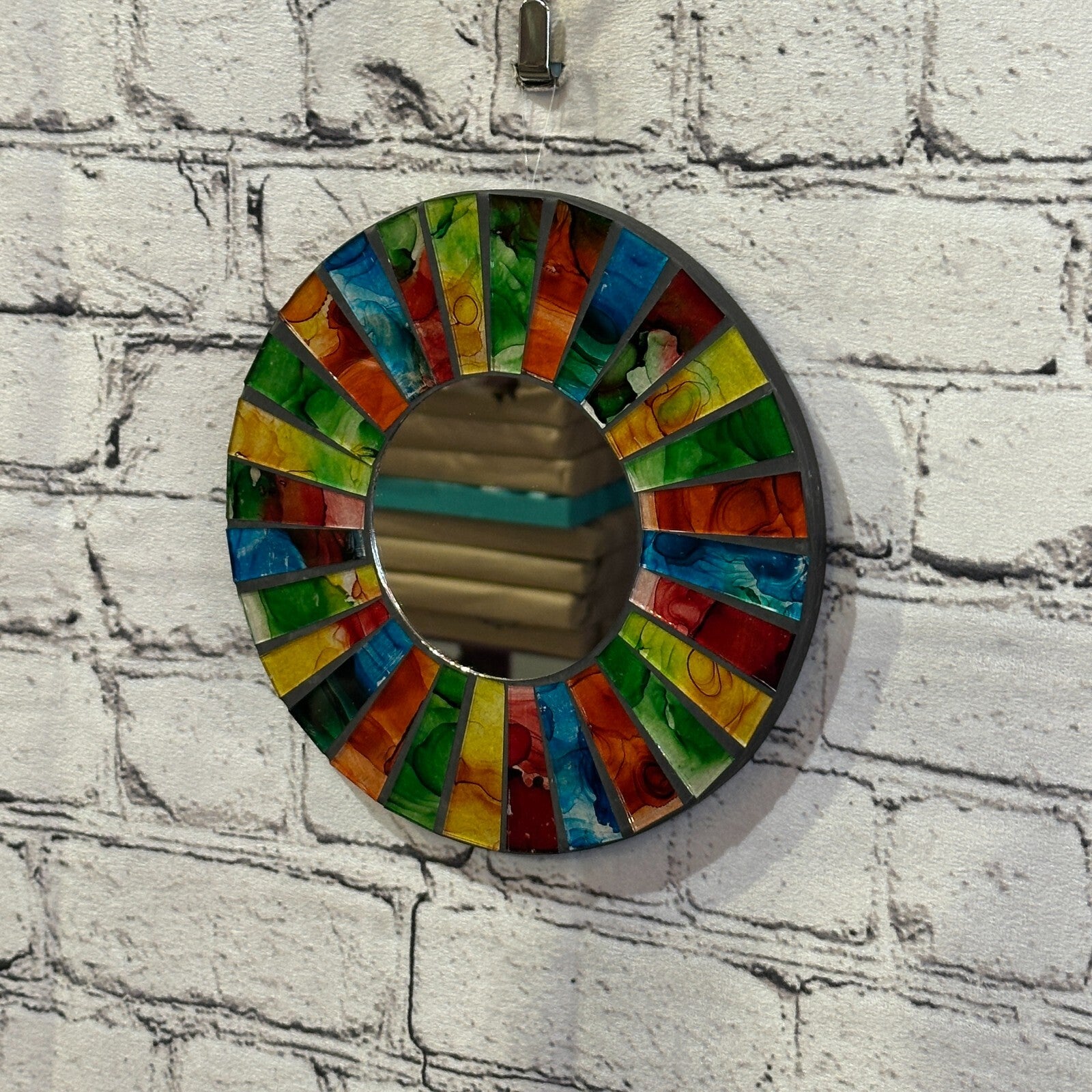 Rainbow Black Line Mosaic Tile Wall Mirror 20cm x 20cm 8 Inches Handmade New1
