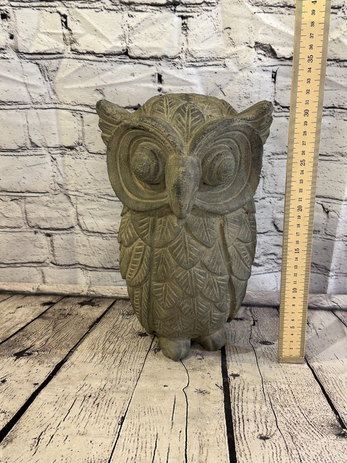 Barn Owl Stone Garden 30cm x 18cm Ornament Outdoor Indoor Statue Hindu7