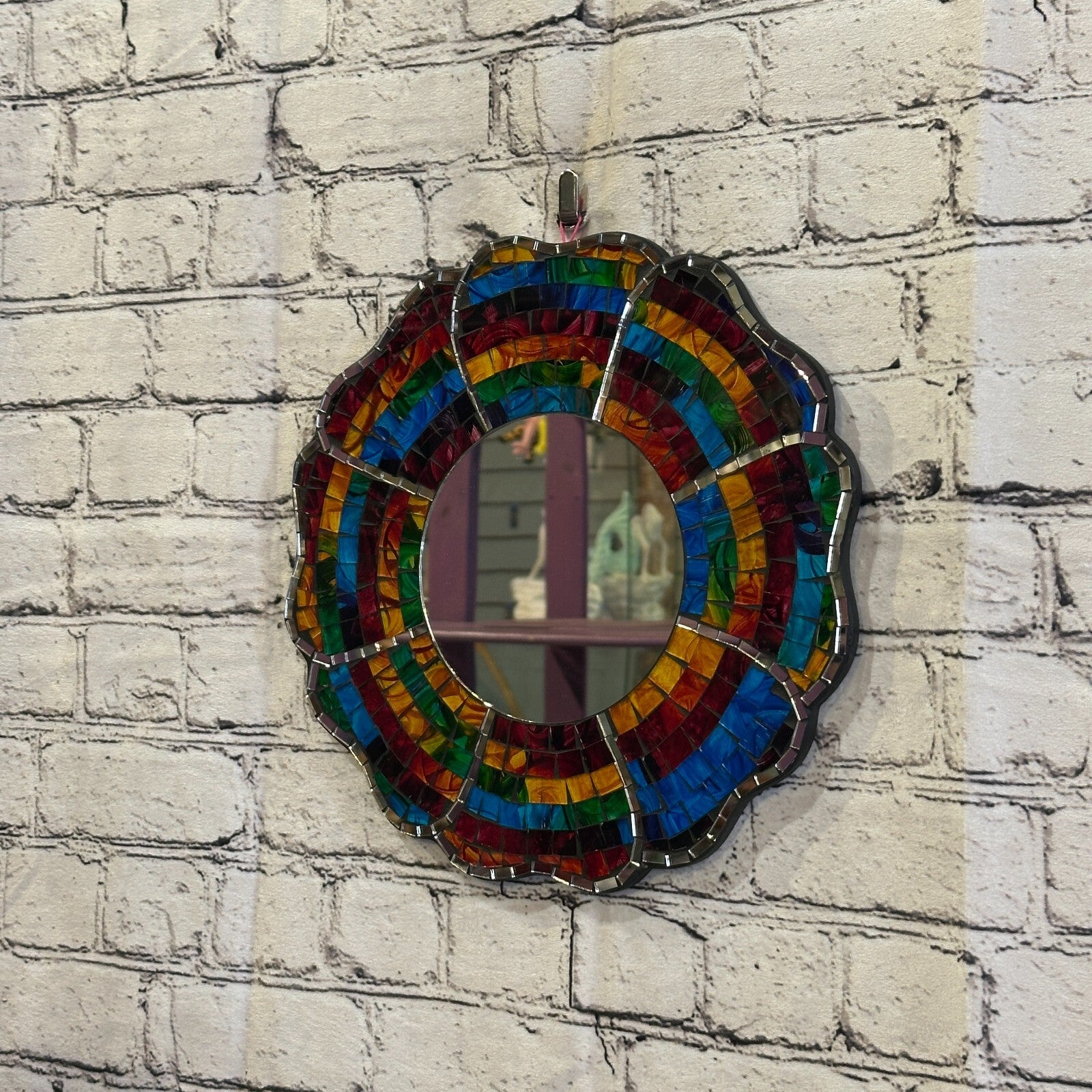 Rainbow Black Flower Mosaic Tile Wall Mirror 30cm x 30cm 12 Inches Handmade New1