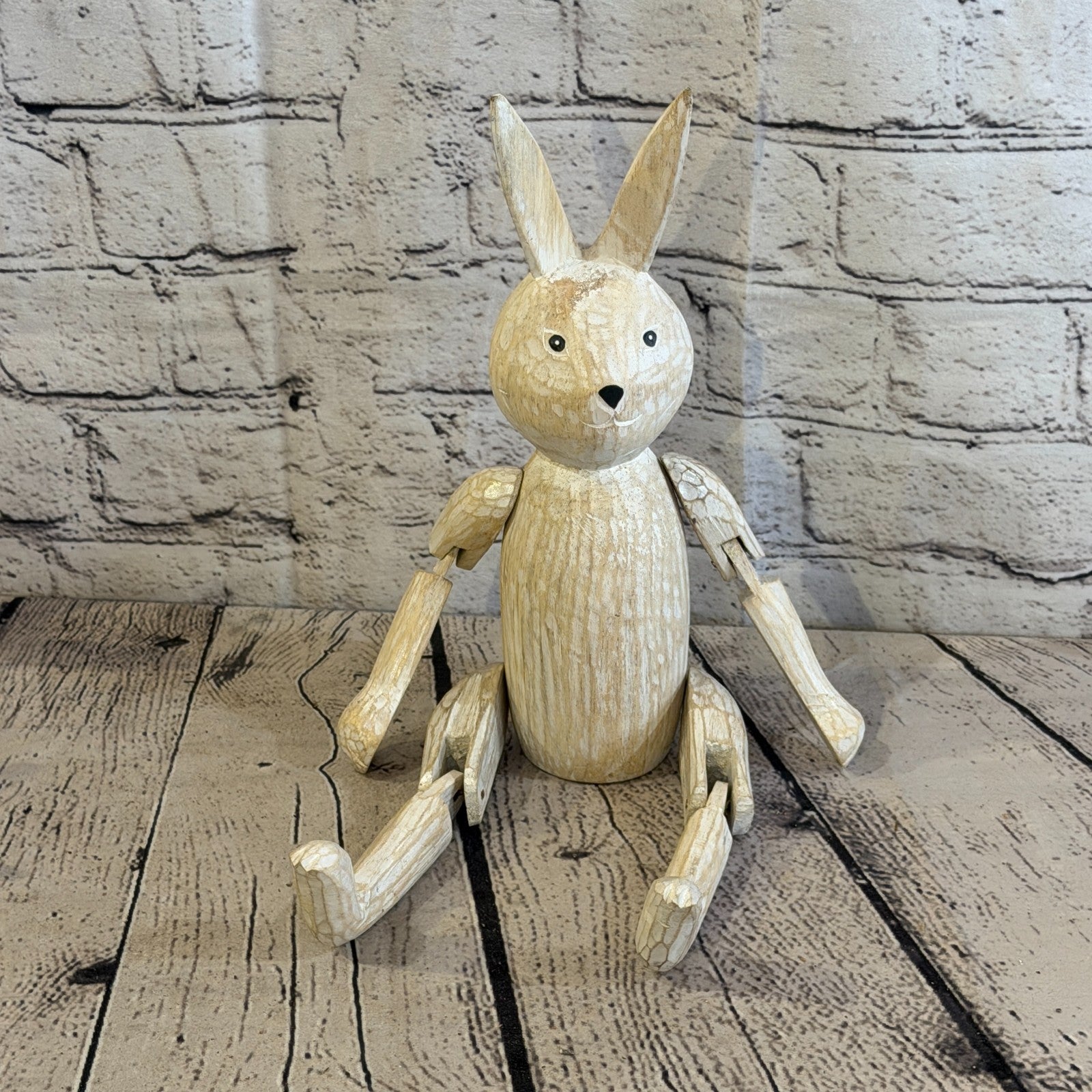 25cm Brown Bunny Rabbit Sitting Animal, Wooden Shelf Ornament Handmade Fairtrade1