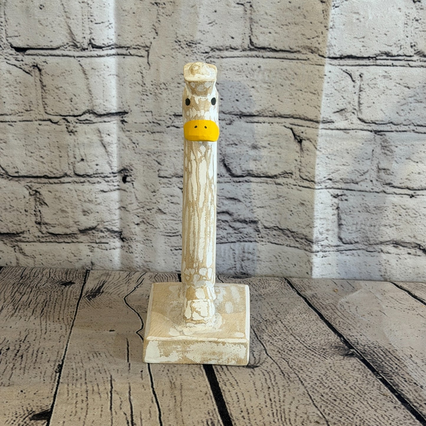 Looking Forward 24cm Tall Wooden White Duckling Baby Duck Shabby Wood Fairtrade1