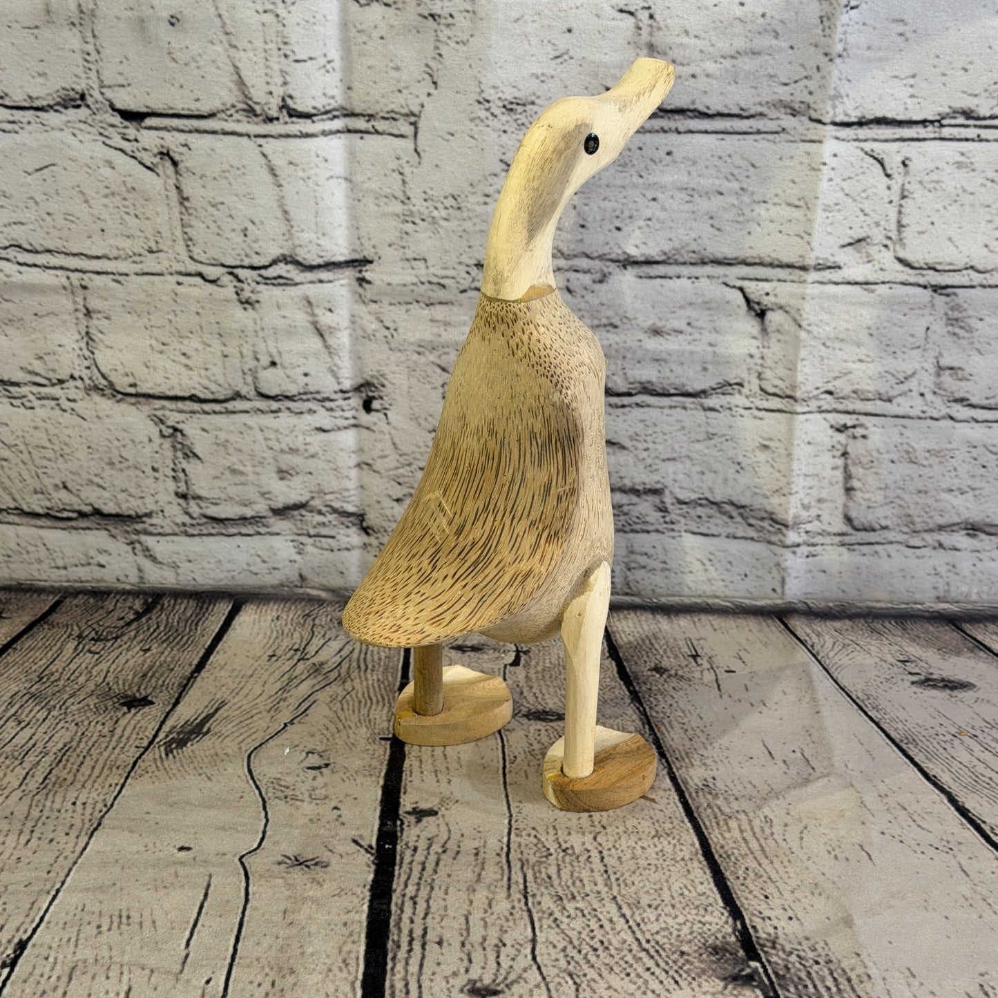Looking Forward 25cm Tall Wooden Smooth Duckling Baby Duck Bamboo Root Fairtrade4