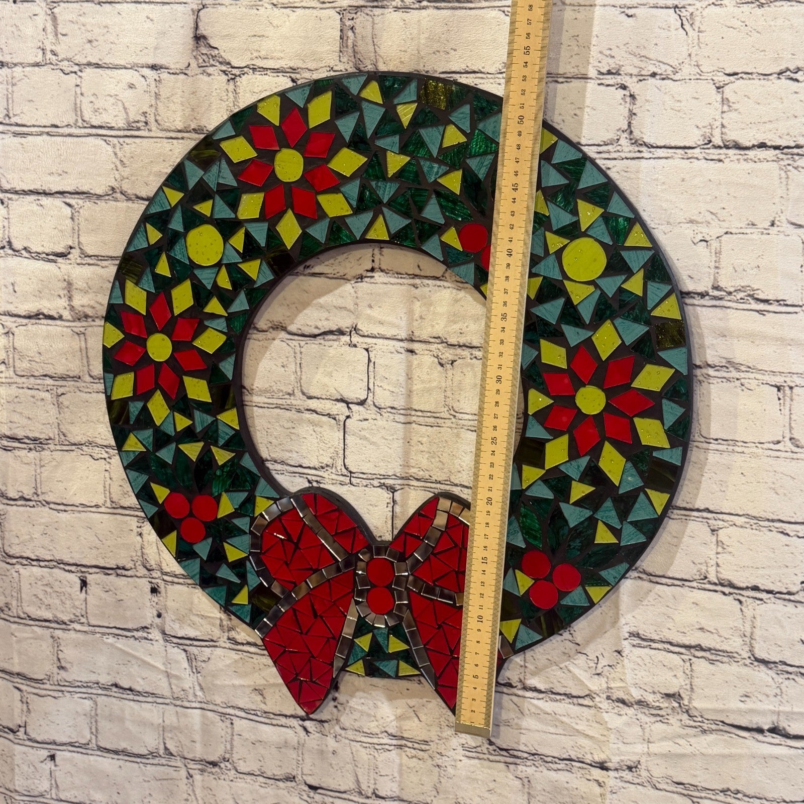 Holly Wreath Christmas Mosaic Tile Wall Mirror 55cm x 50cm 20Inches Handmade New4