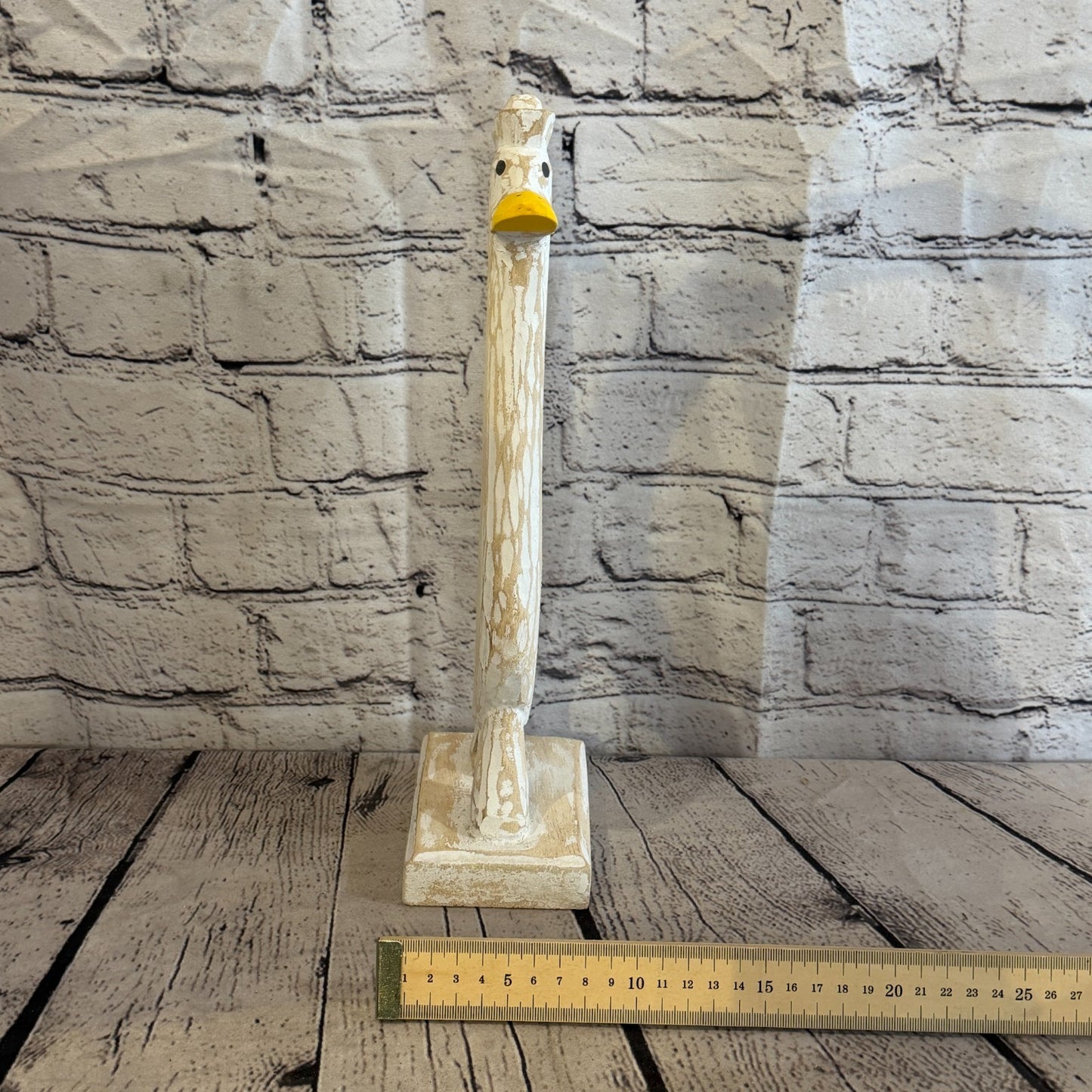 Looking Forward 35cm Tall Wooden White Duckling Baby Duck Shabby Wood Fairtrade7