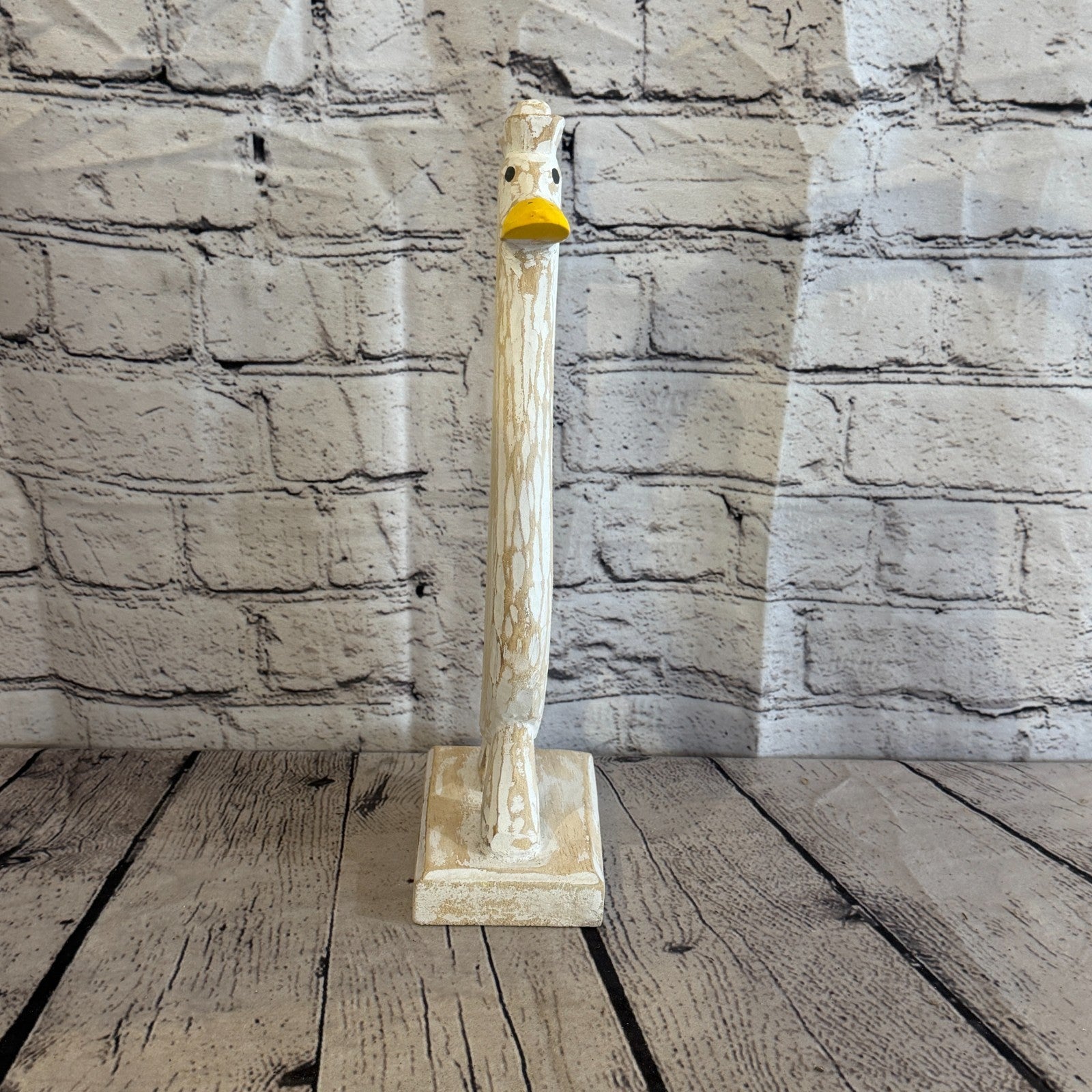 Looking Forward 35cm Tall Wooden White Duckling Baby Duck Shabby Wood Fairtrade1