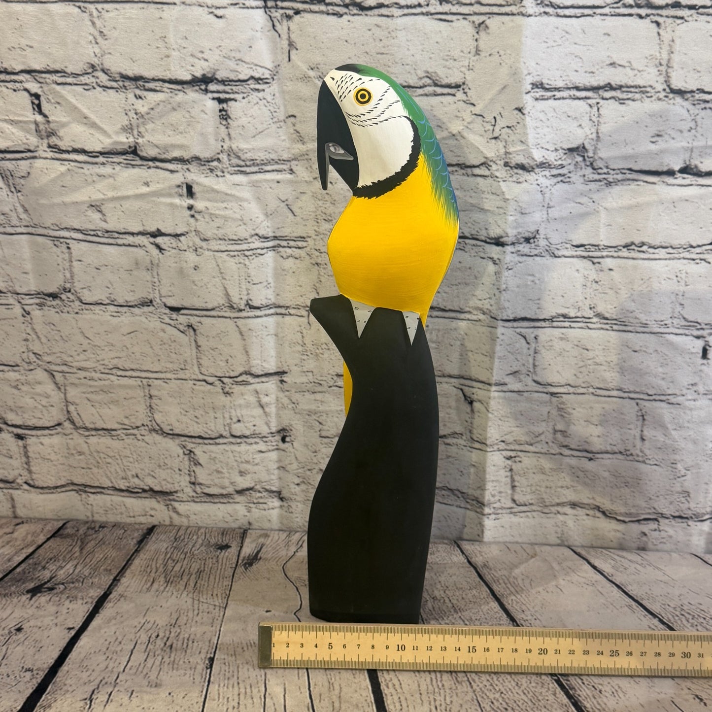 40cm Bright Blue Parrot Bird Ornament Statue Fair Trade Hand Made Carved Wood6