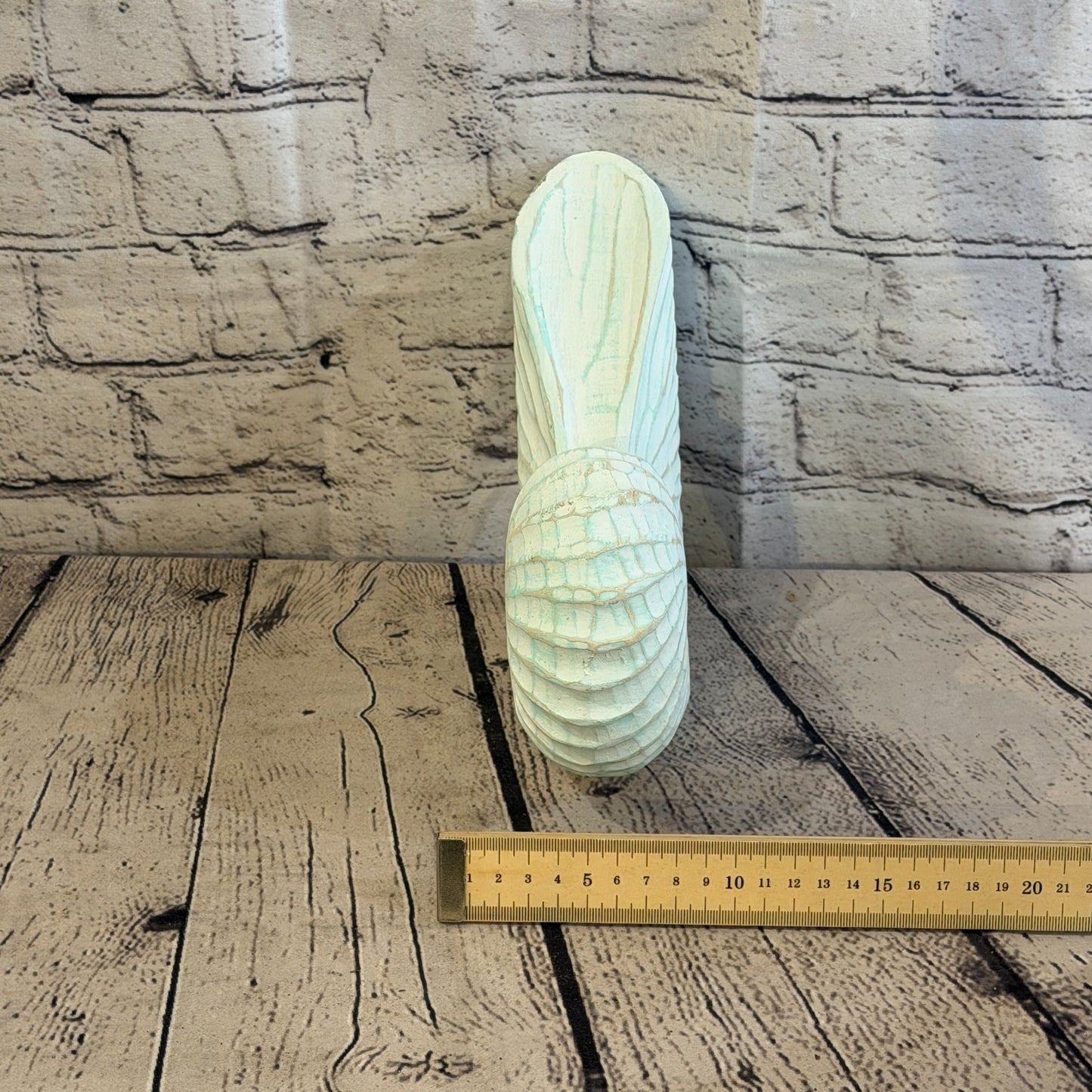 25cm Green Shabby Pastel Nautilus Shell Ornament Decor Carved Light Wood Figure7