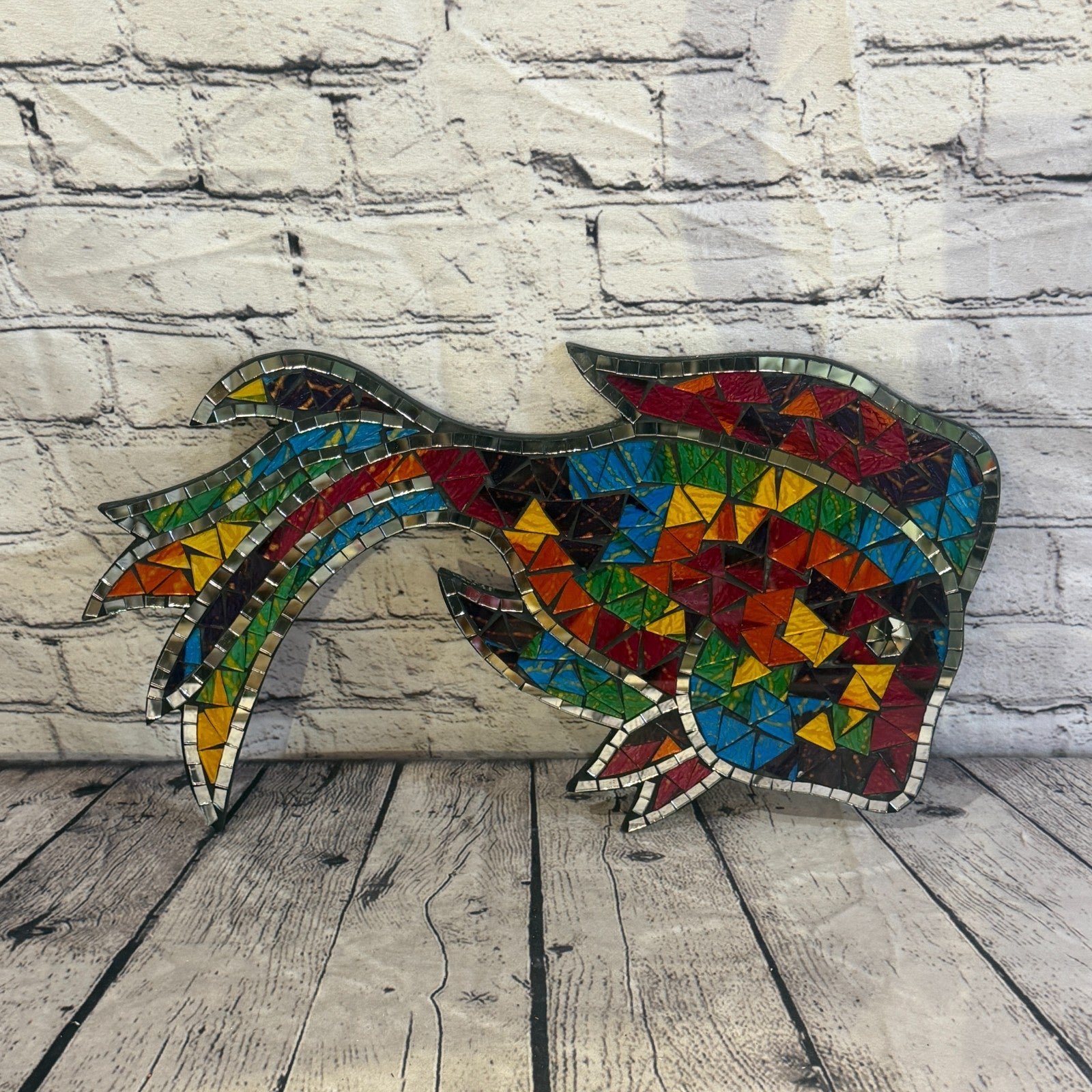 Rainbow Angel Tropical Fish Mosaic Tile Wall Mirror 40cm x 30cm Handmade New5