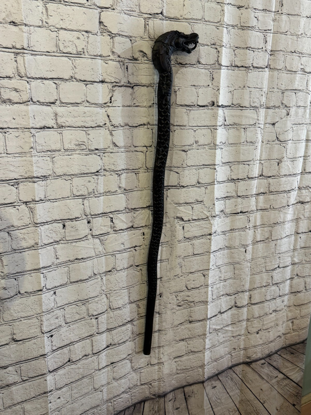 Dragon Head 90cm Tribal African Walking Stick Cane Hand Carved Dark Wood1