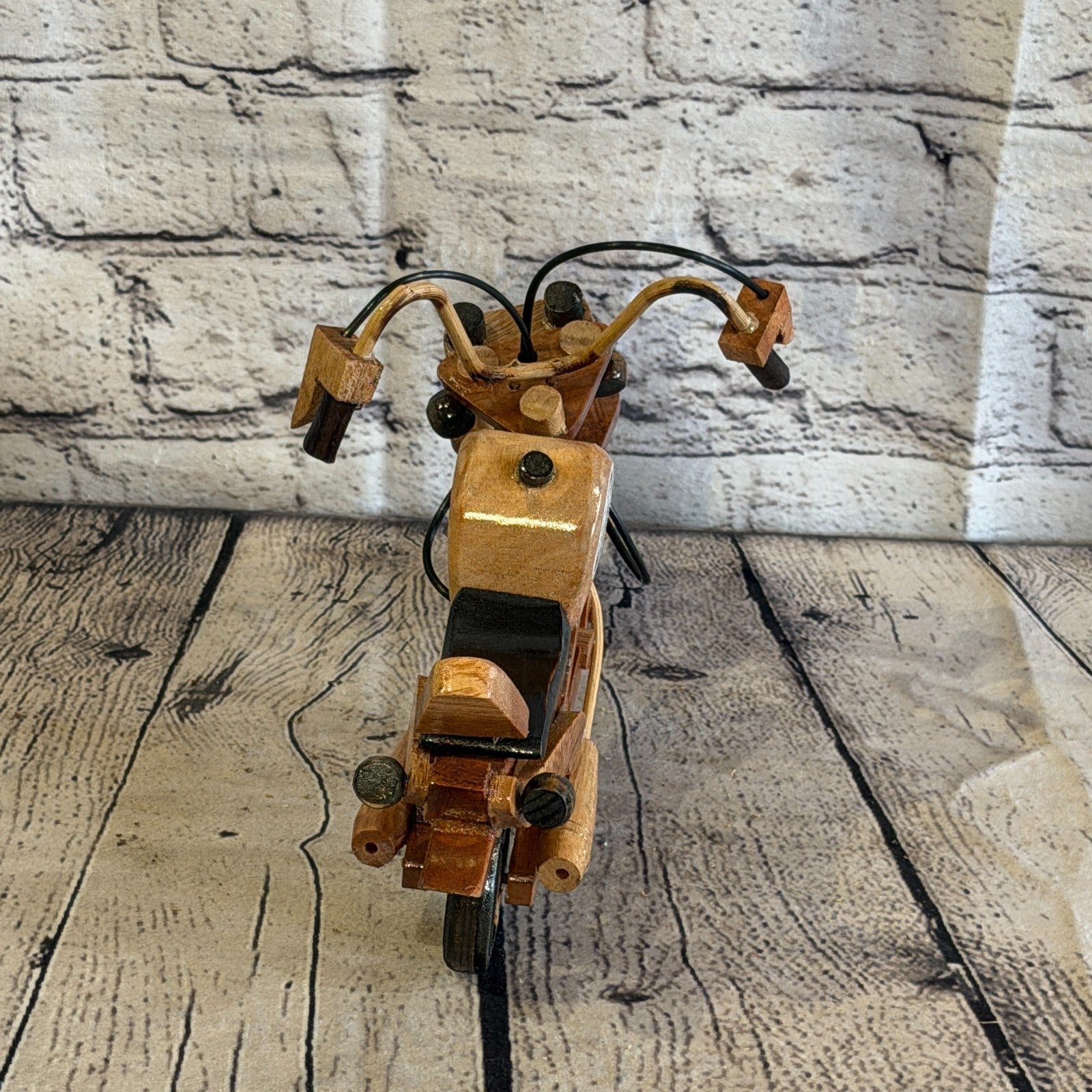 20cm Small Light Wood Motorbike Motorcycle Model Wooden Ornament Decorative Bike4