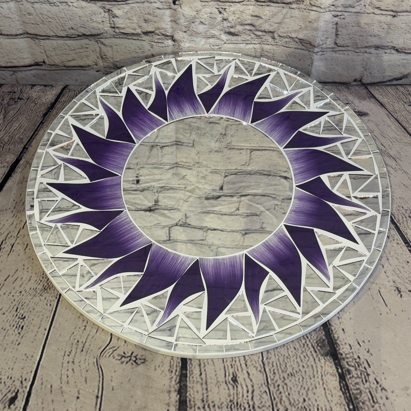 Purple Sun Flame Mosaic Tile Wall Mirror 40cm x 40cm 16 Inches Handmade2