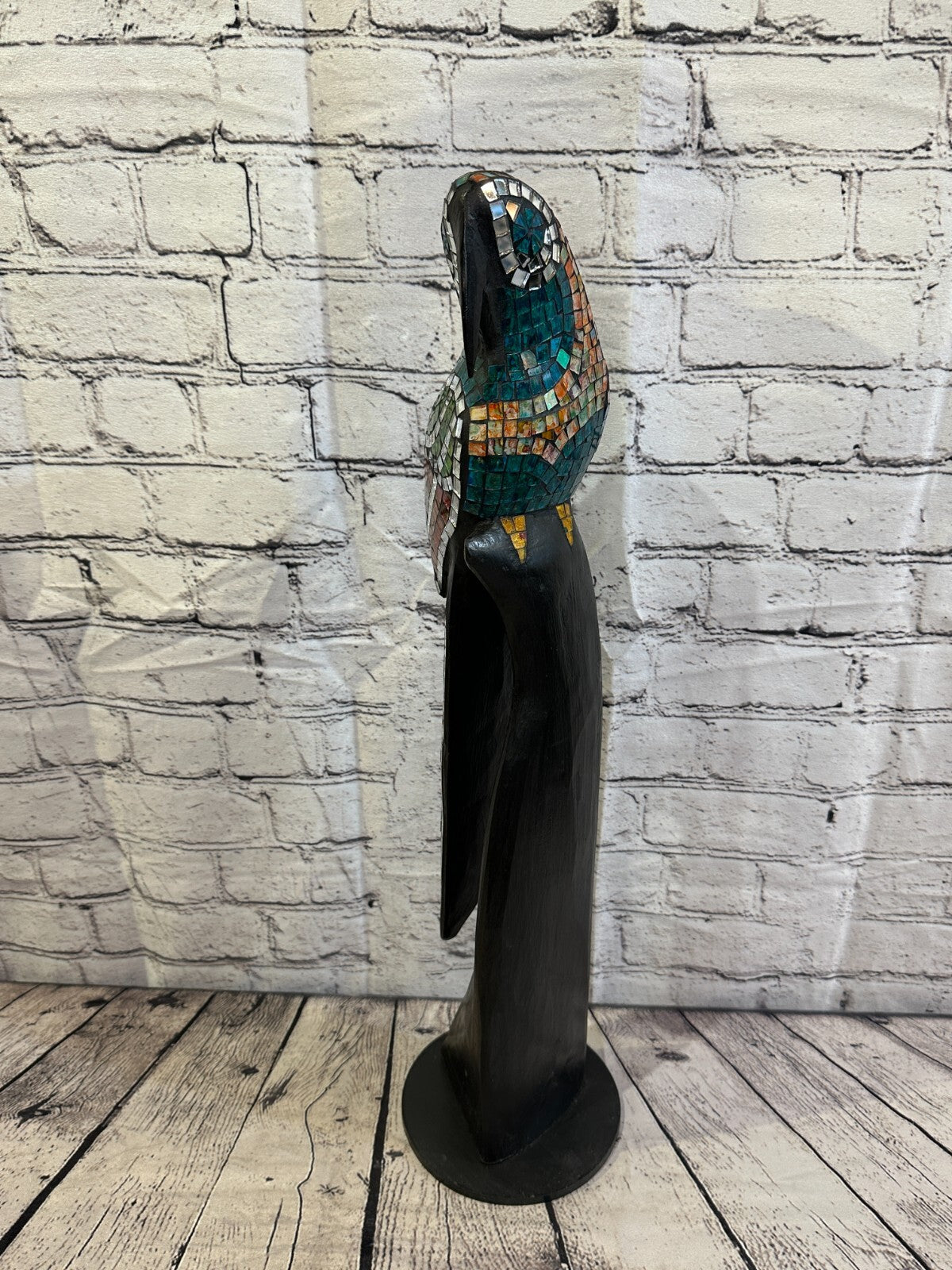 60cm Mosaic Parrot Bird Ornament Statue Fair Trade Handmade Carved Wood Design 41
