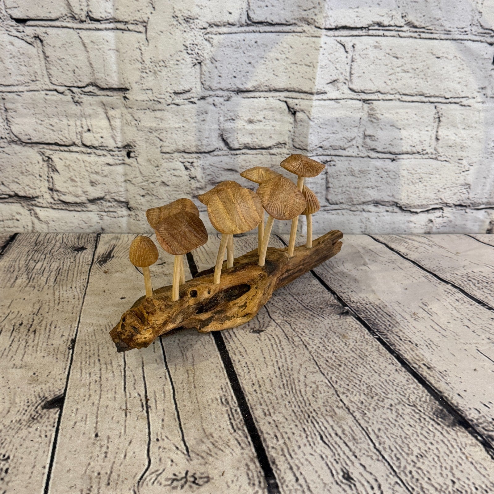 20cm Long Plain Mushroom Parasite Ornament Natural Carving Fairtrade Wooden2