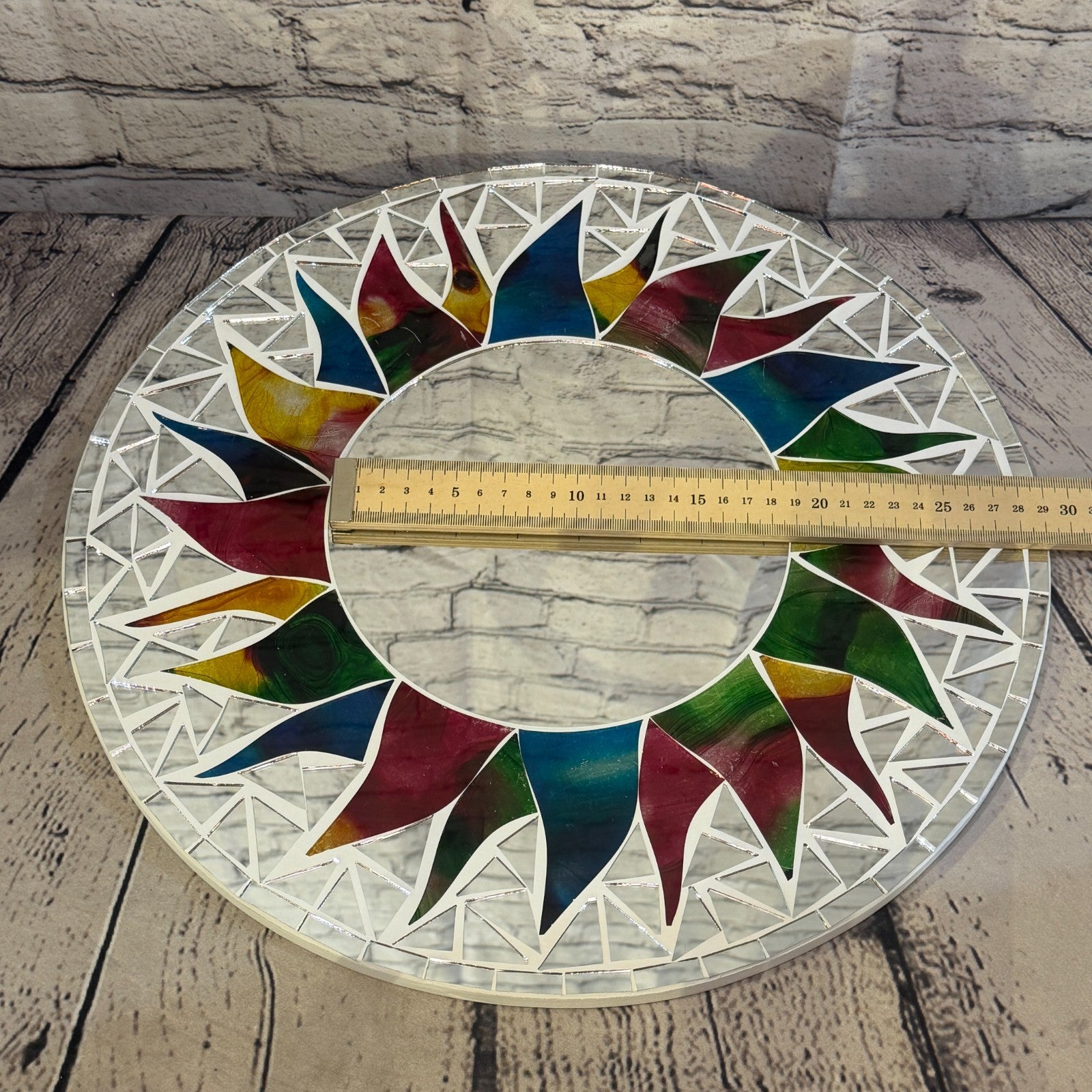Rainbow White Sun Flame Mosaic Tile Wall Mirror 40cm x 40cm 16 Inches Handmade5