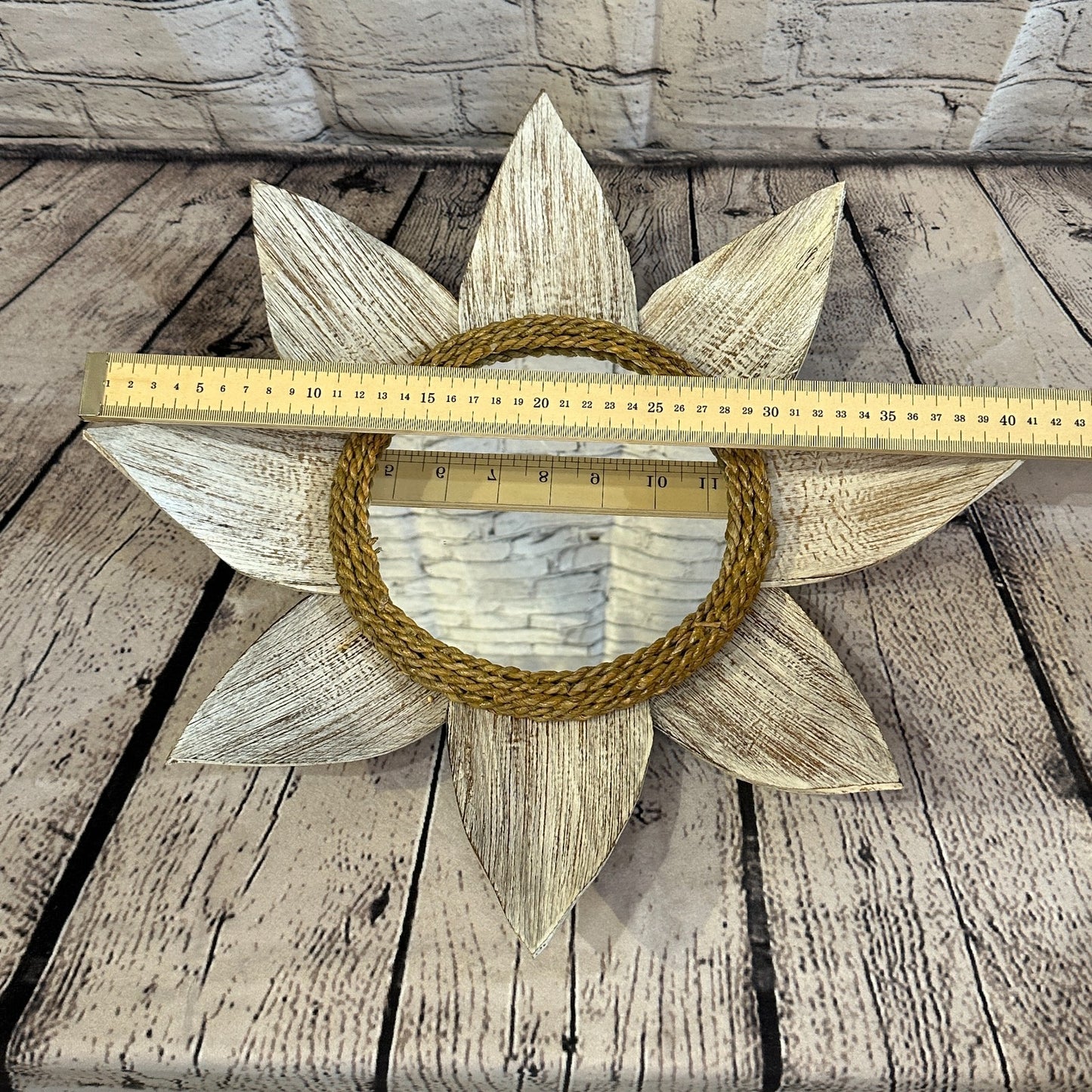 Leaf White Sun Flame Mosaic Tile Wall Mirror 40cm x 40cm 16Inches Handmade4