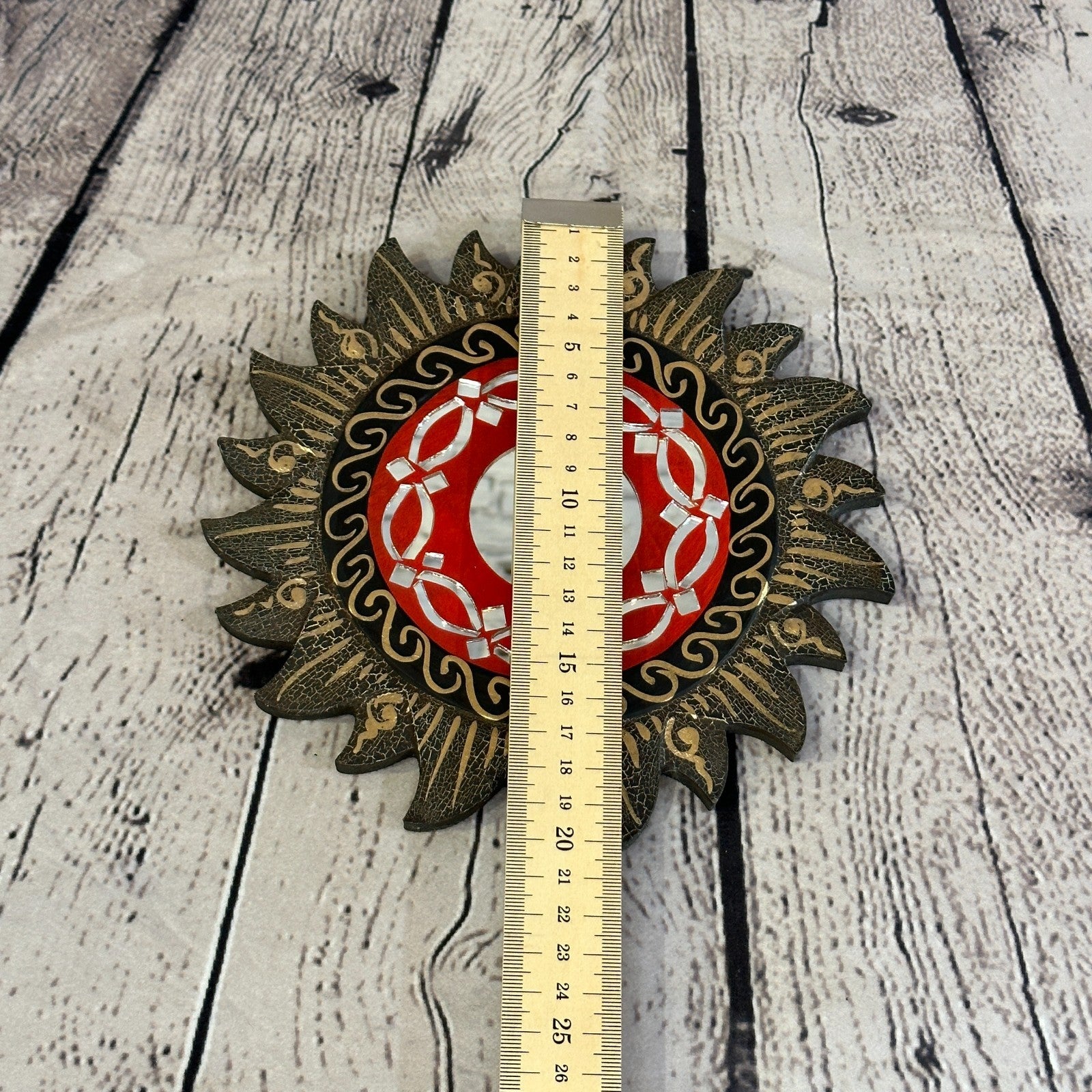 Red Rope Sun Mosaic Tile Wall Mirror 20cm x 20cm 8 Inches Handmade Fairtrade5