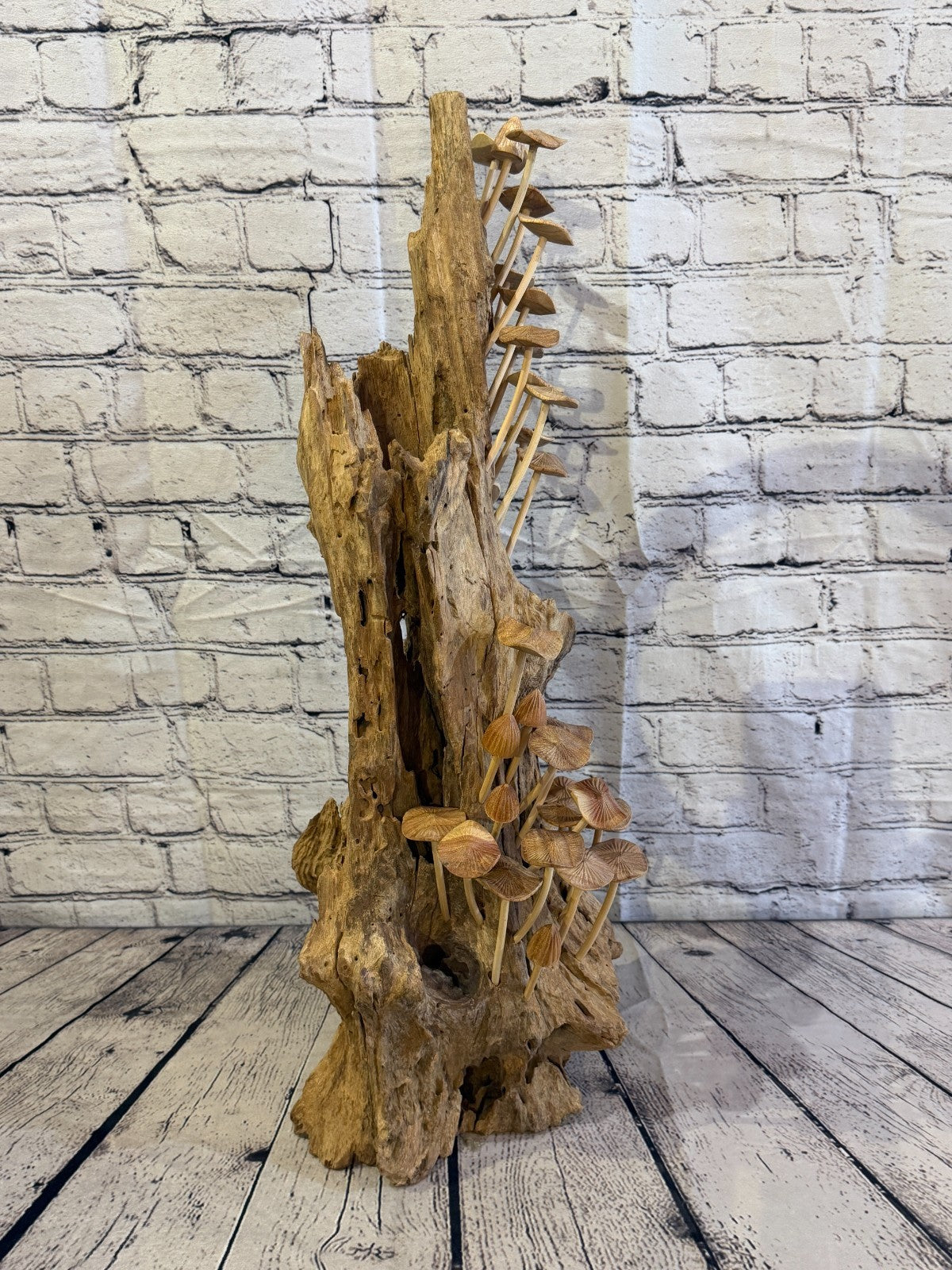65cm Tall Plain Mushroom Parasite Ornament Natural Carving Fairtrade Wooden1