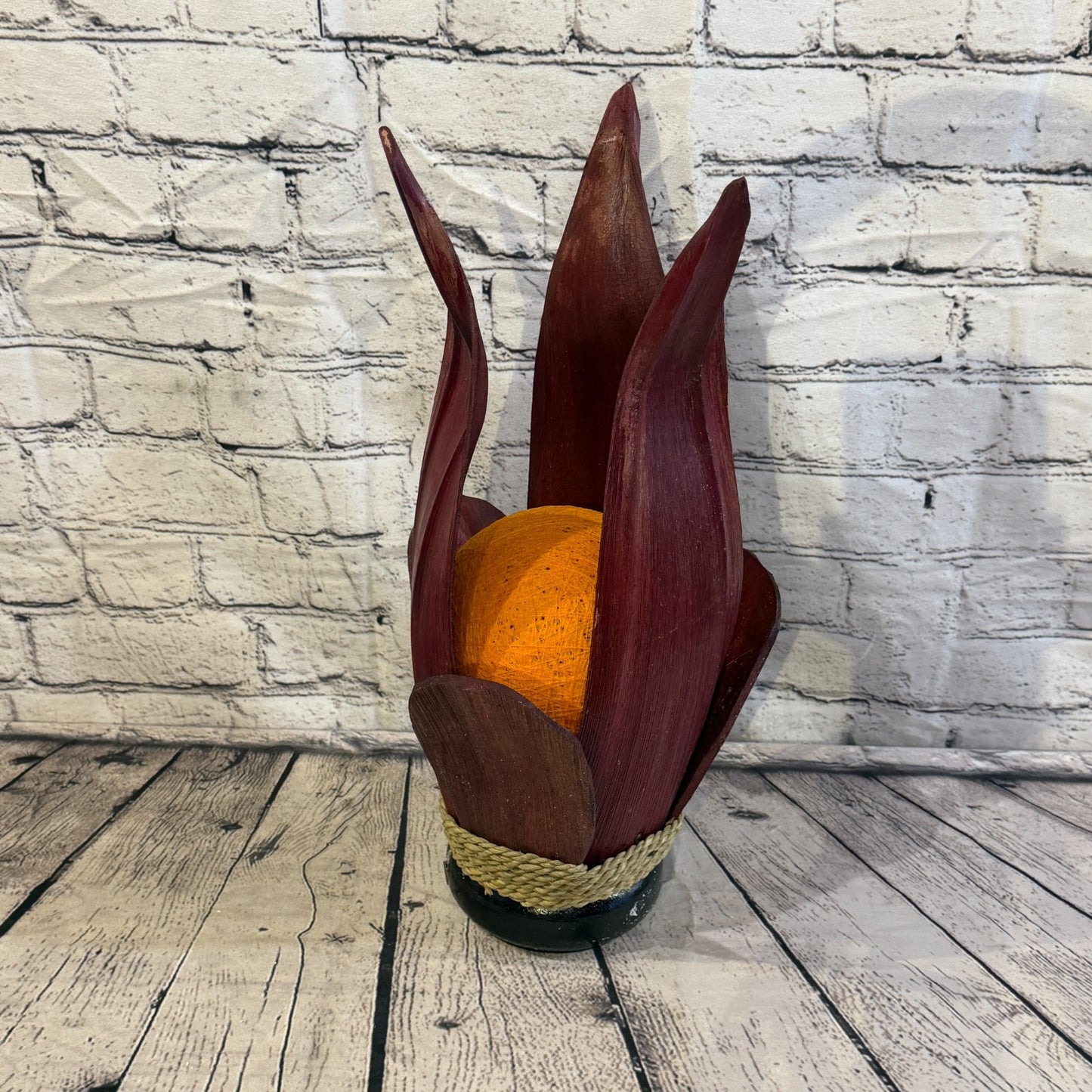 Orange Light Red Natural 45cm Tall Leaf Lamp Twist LED UK Mains Plug Design 22