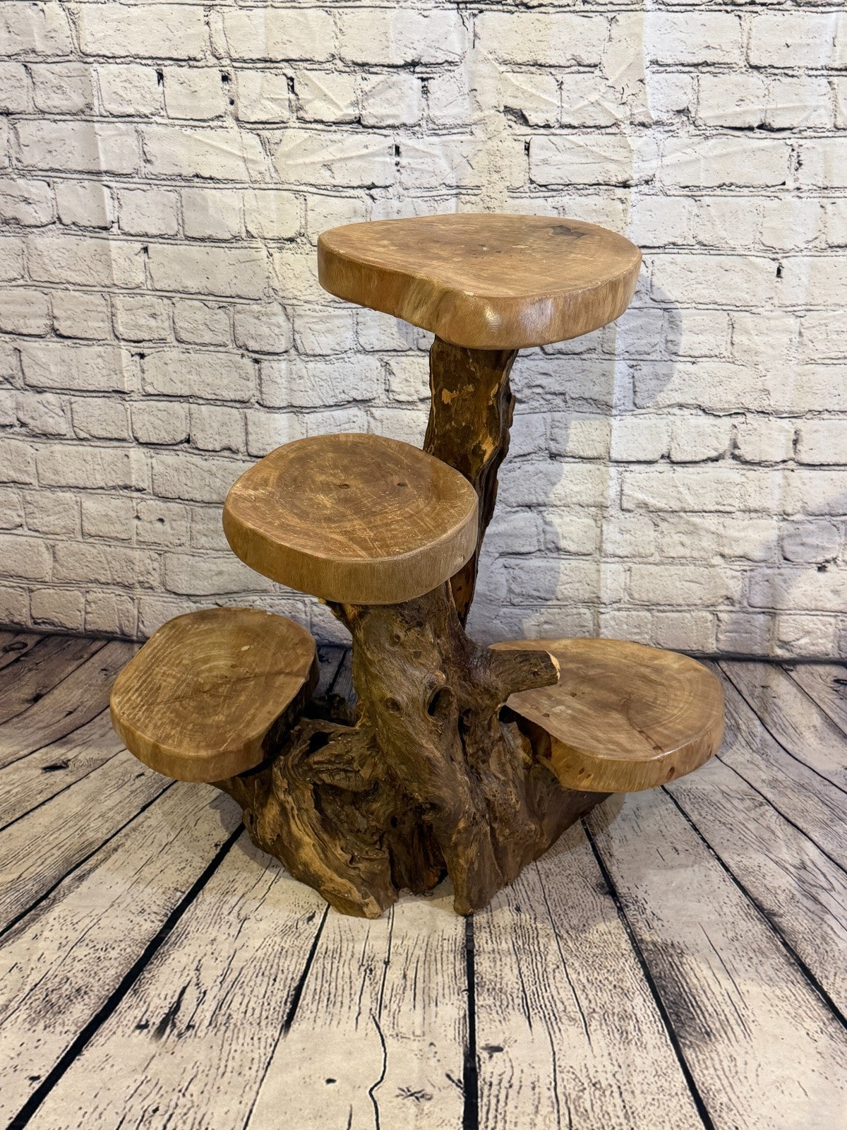 60cm x 60cm Quad Wooden Coffee Root Sculpture Garden Teak Root Ornament Carved0