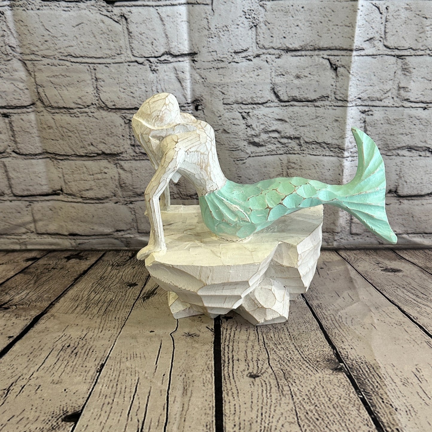 25cm Laying Back Wooden Mermaid Wall Decor Nautical Wood Mermaid Wall Sculpture3