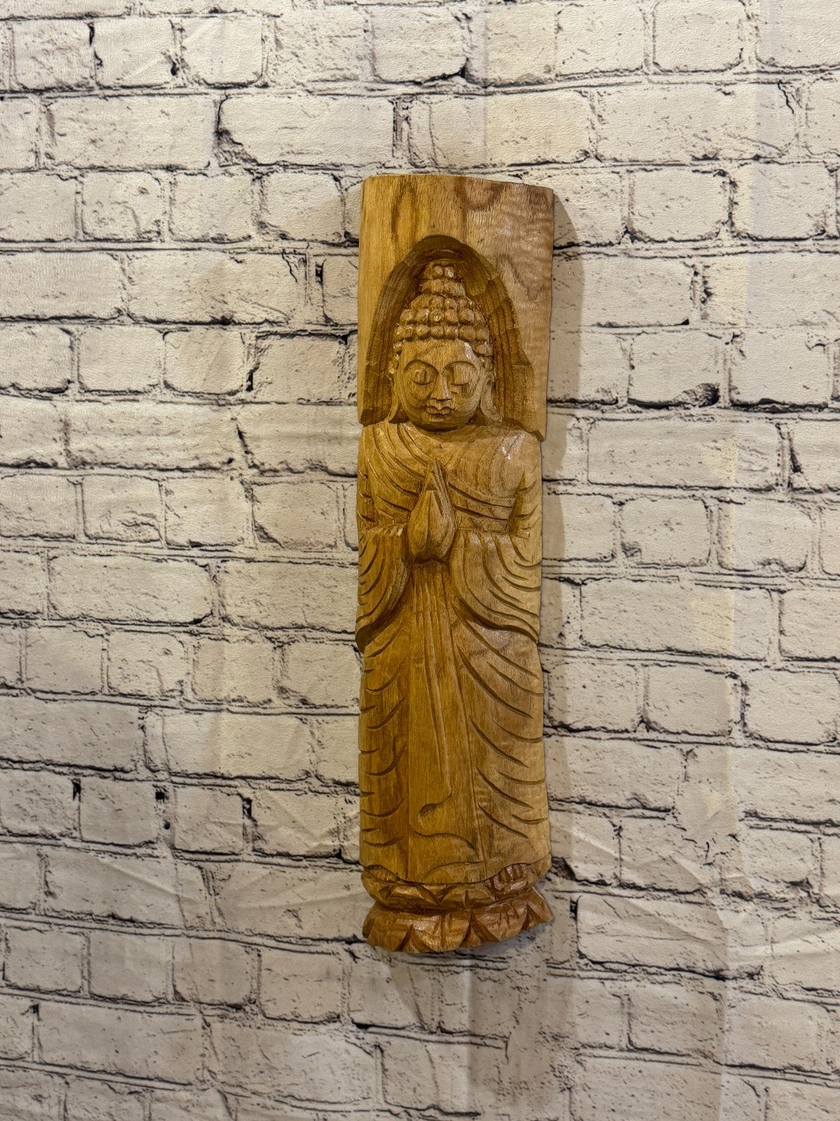 Thai Buddha 50cm Hand Carved Wizard Tree Trunk Wood Fairtrade0