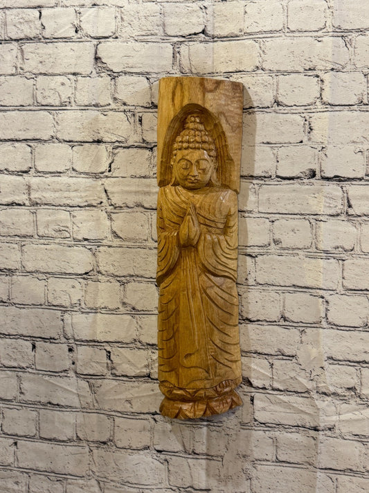 Thai Buddha 50cm Hand Carved Wizard Tree Trunk Wood Fairtrade0