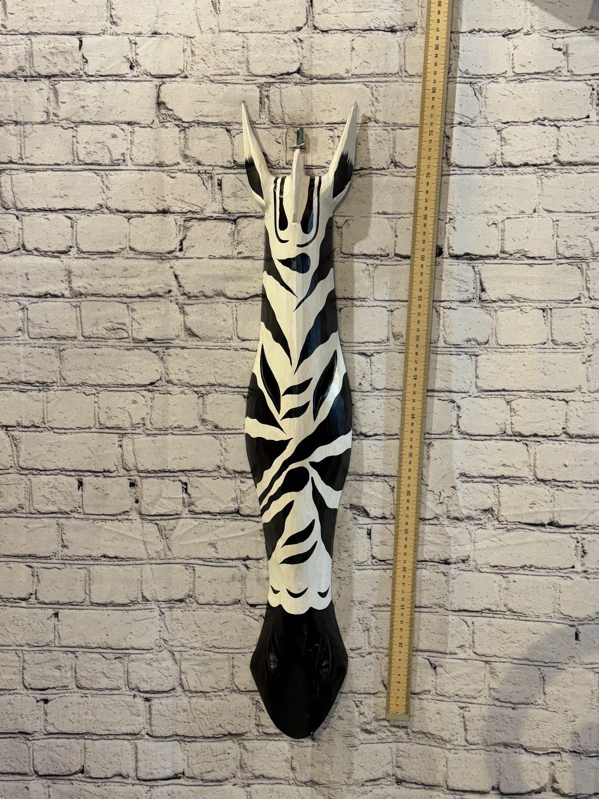 80cm Zebra Plain Hand Carved Fair Trade Wooden Animal Wall Art Wall Hang Mask4