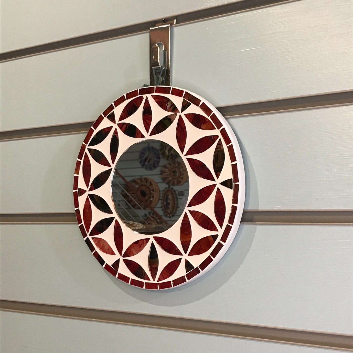 Red Flower Mosaic Tile Wall Mirror 20cm x 20cm 8 Inches Handmade New1