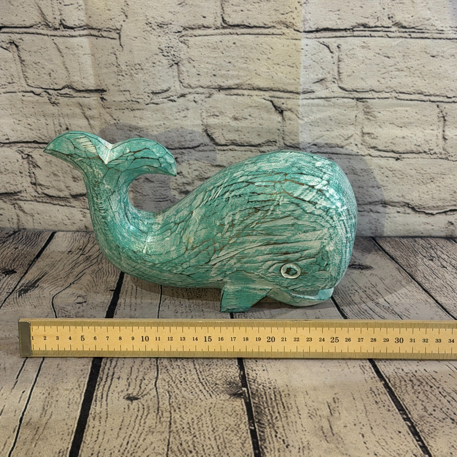 25cm x 12cm Whale Green Fish Wood Coastal Ocean Bathroom Decoration6
