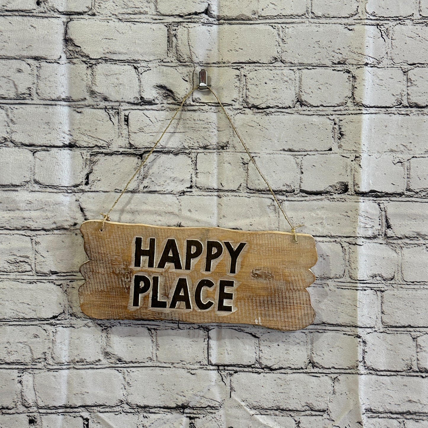 Happy Place Word Sign Plaque Outdoor Garden Shed Den Bar Shop 30cm x 12cm2