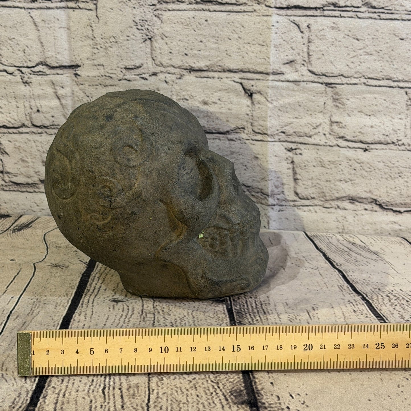 Celtic Knot Skull Stone Garden 20cm x 15cm Ornament Indoor Statue Hindu6