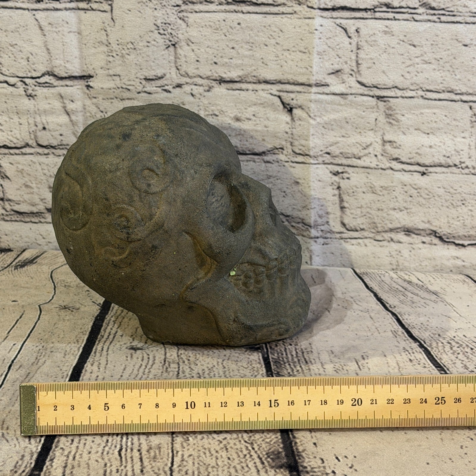 Celtic Knot Skull Stone Garden 20cm x 15cm Ornament Indoor Statue Hindu6