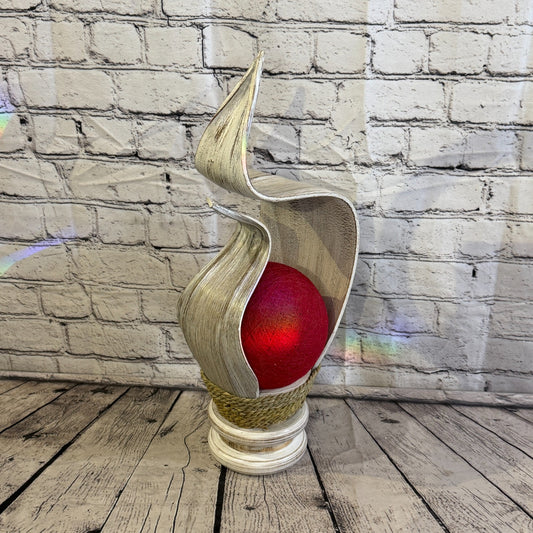 Red Light White Natural 50cm Tall Leaf Lamp Twist LED UK Mains Plug Design 100