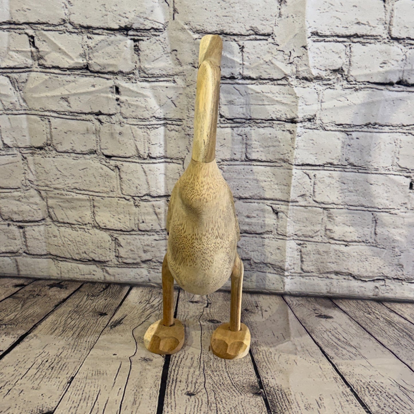 Looking Back 40cm Tall Wooden Smooth Duckling Baby Duck Bamboo Root Fairtrade4