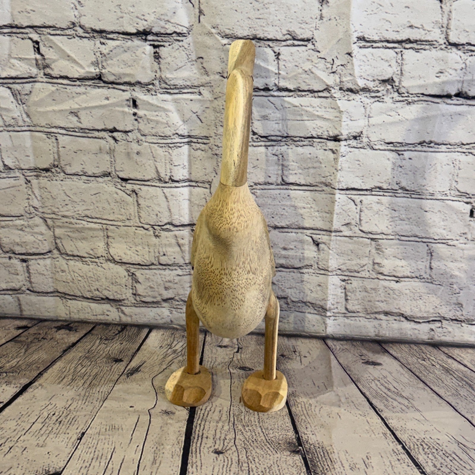 Looking Back 40cm Tall Wooden Smooth Duckling Baby Duck Bamboo Root Fairtrade4