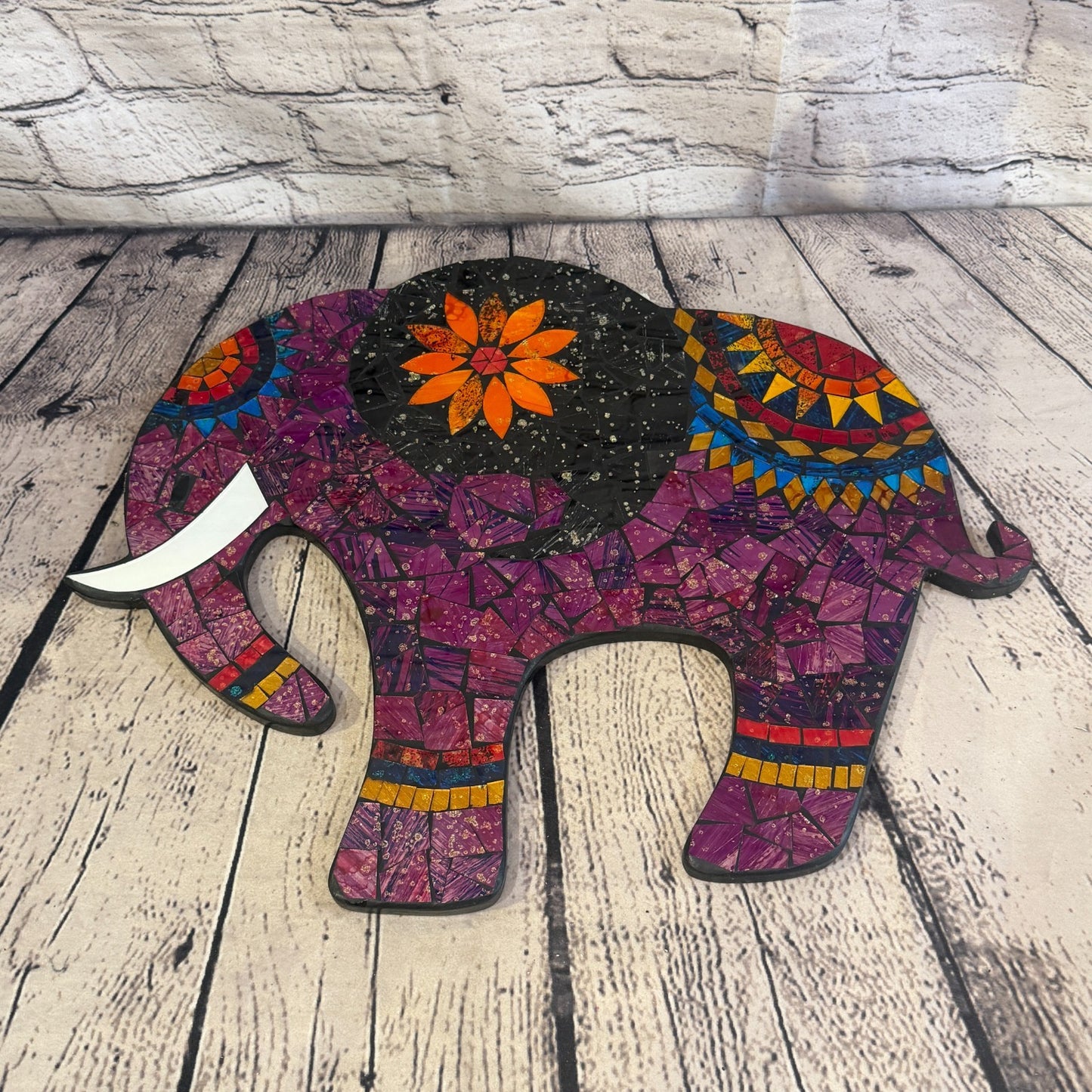 Purple Elephant Mosaic Tile Wall Mirror 40cm x 40cm 16 Inches Handmade3