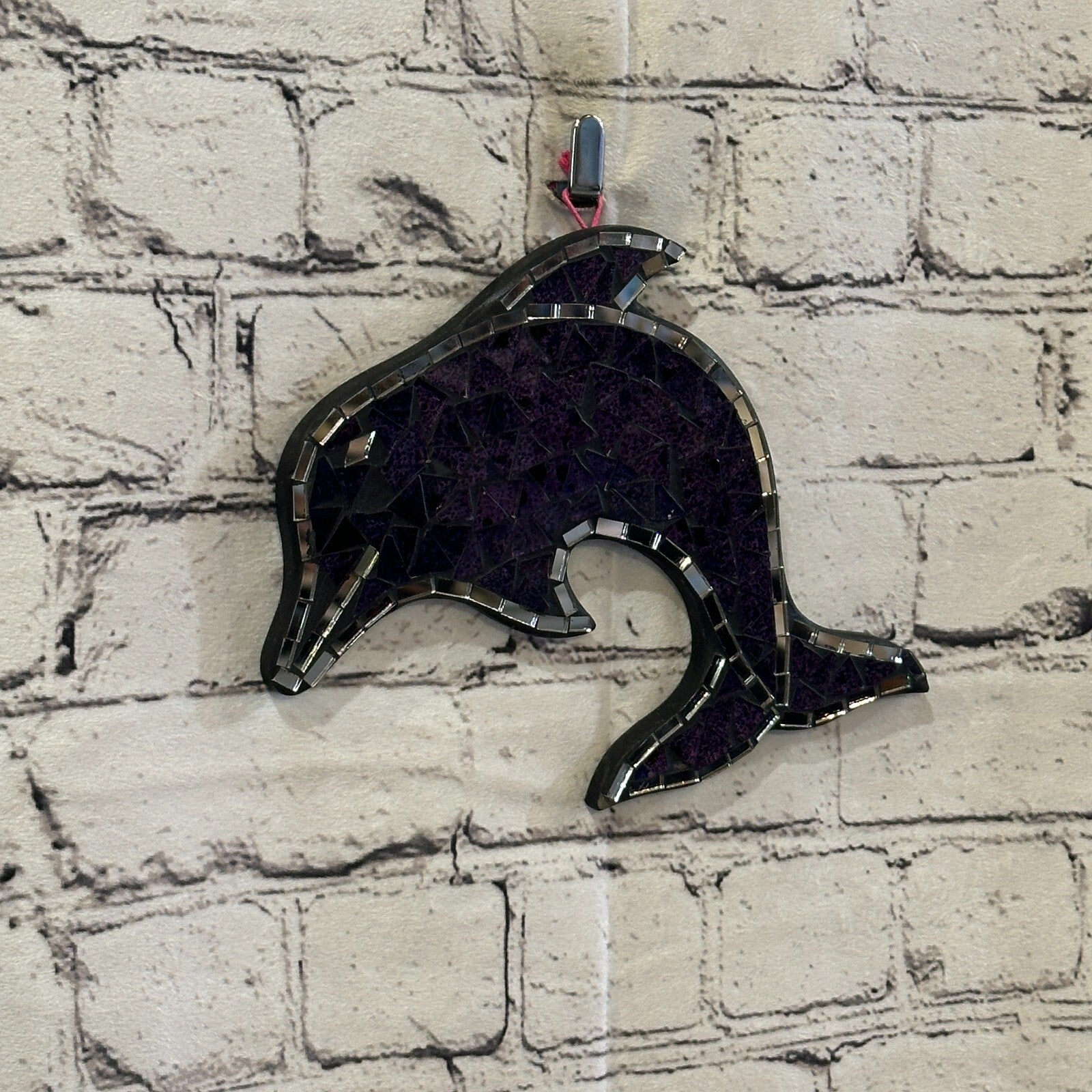 Purple Dolphin Fish Mosaic Tile Wall Mirror 20cm x 20cm Handmade New0