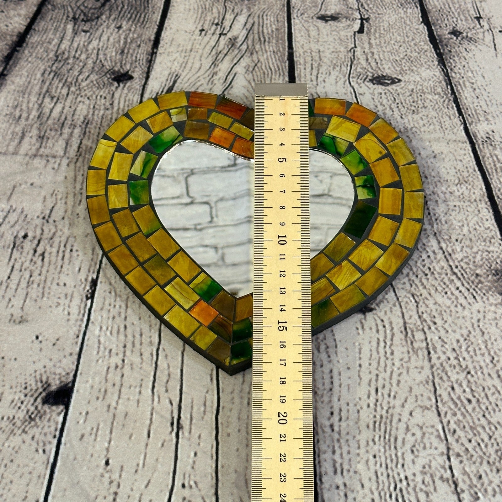 Yellow Heart Shape Mosaic Tile Wall Mirror 20cm x 15cm 8 Inches Handmade New4