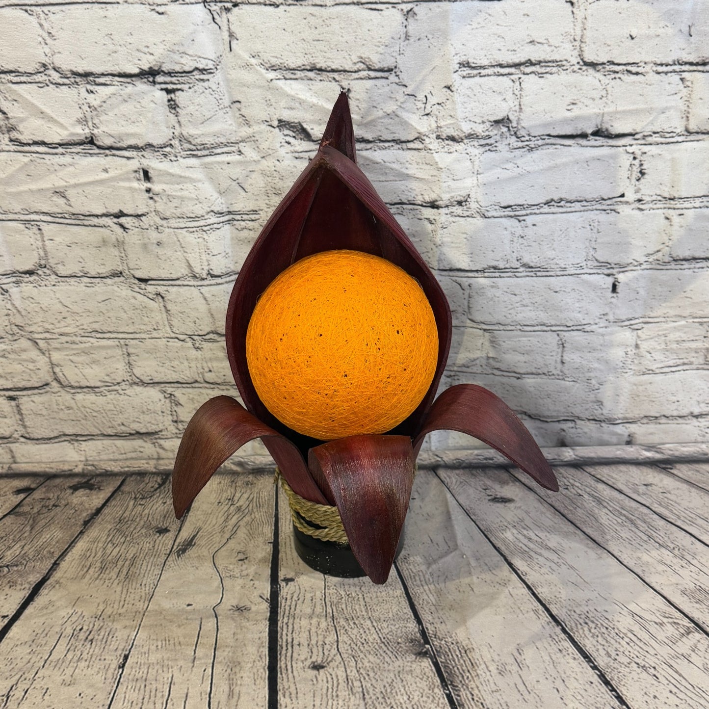 Orange Light Red Natural 40cm Tall Leaf Lamp Twist LED UK Mains Plug Design 51