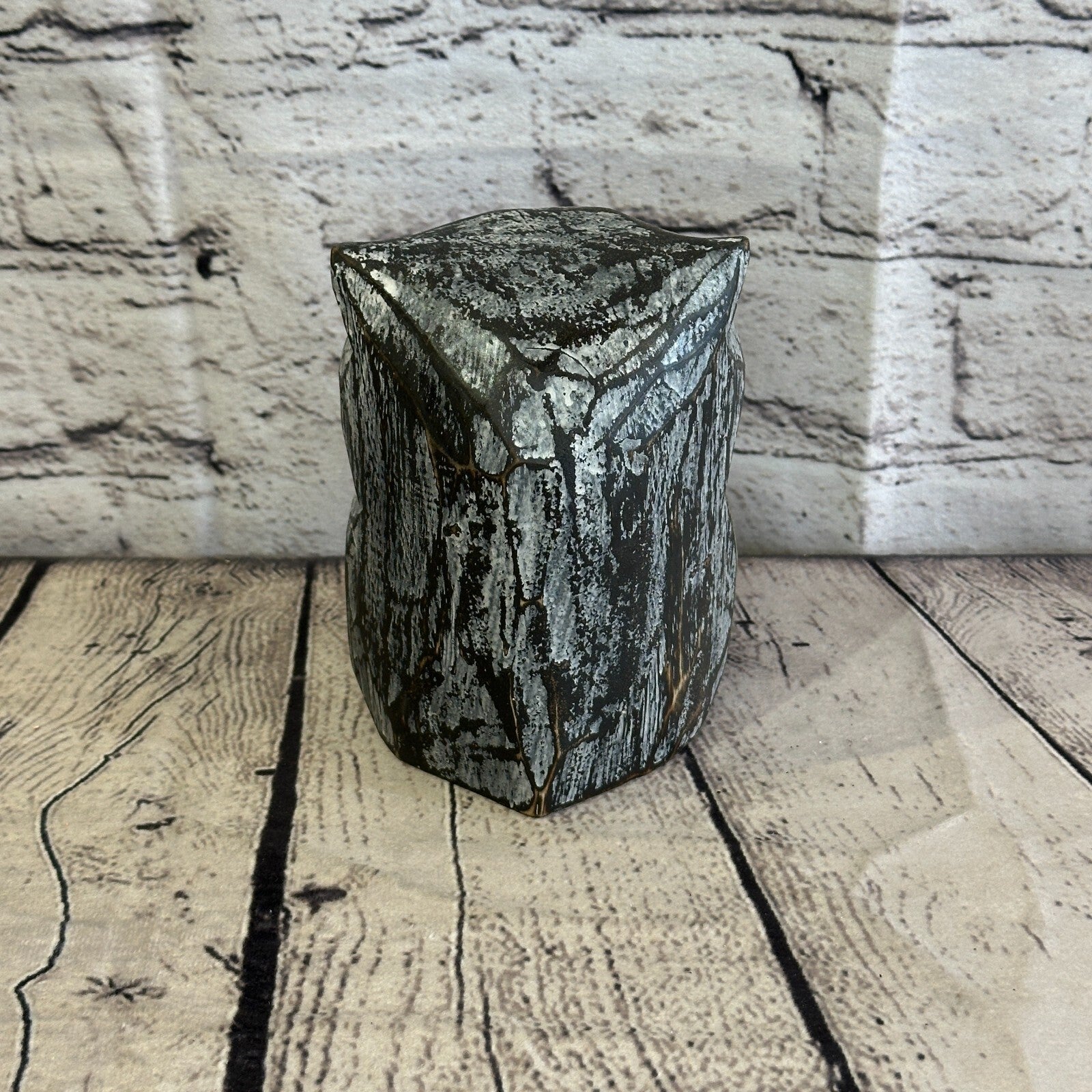 12cm x 10cm Black Flower Wooden Shabby Owl Statue Ornament Fair Trade Handcarved5