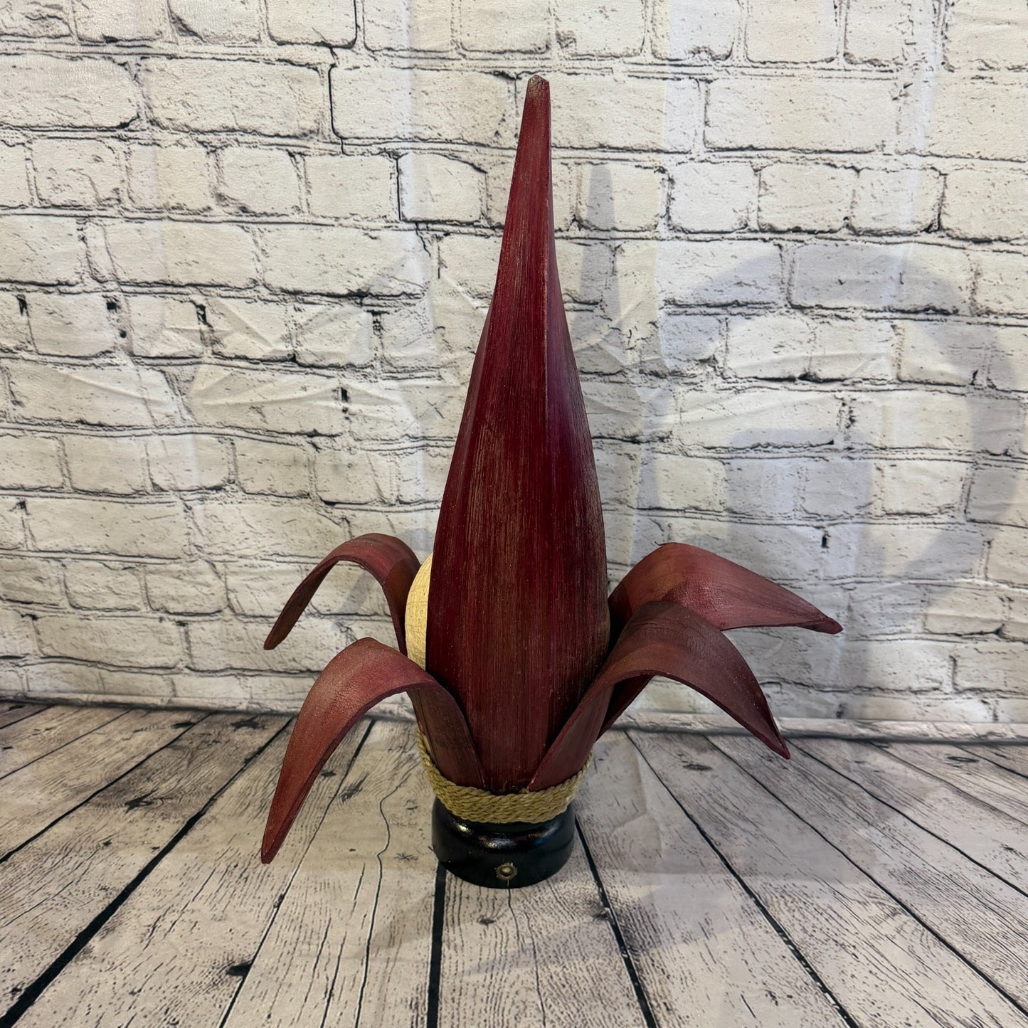 White Light Red Natural 55cm Tall Leaf Lamp Twist LED UK Mains Plug Design 14