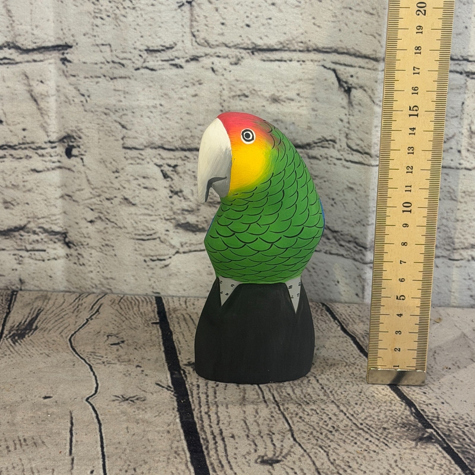 15cm Bright Green Parrot Bird Ornament Statue Fair Trade Hand Made Carved Wood5