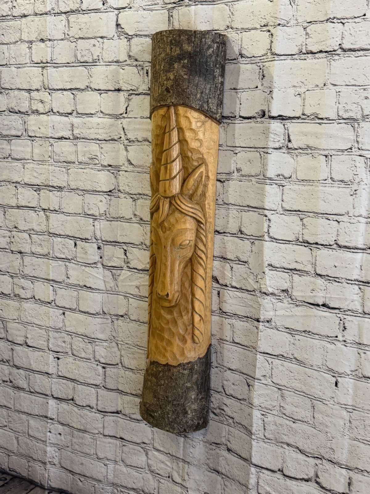 Mythical Unicorn 80cm Hand Carved Wizard Tree Trunk Wood Fairtrade2