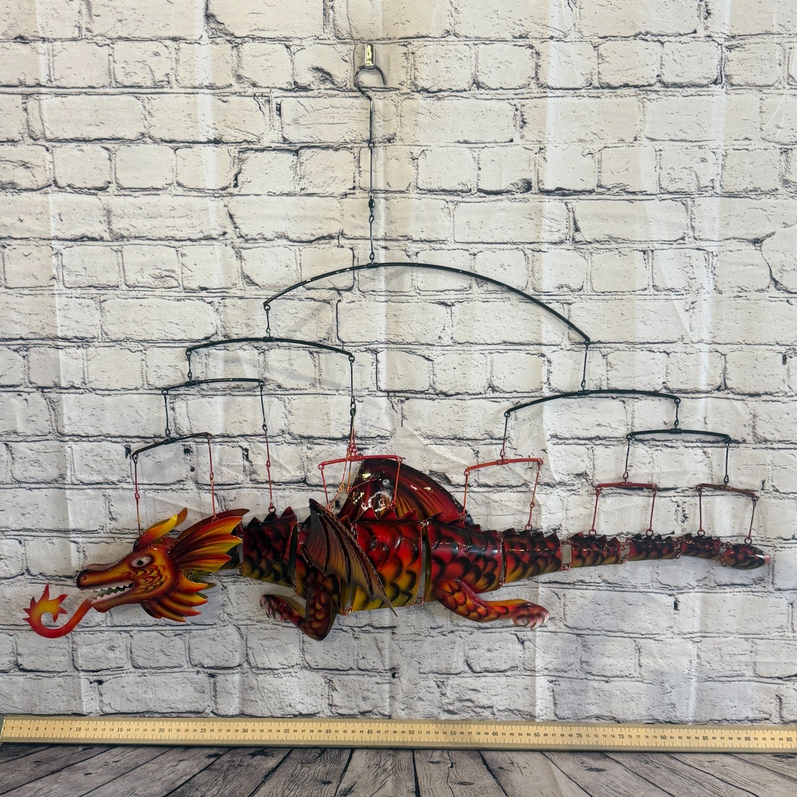 100cm x 50cm Red Metal Dragon Wall Art Dragon Sculpture Metal Wall Hanging Art3