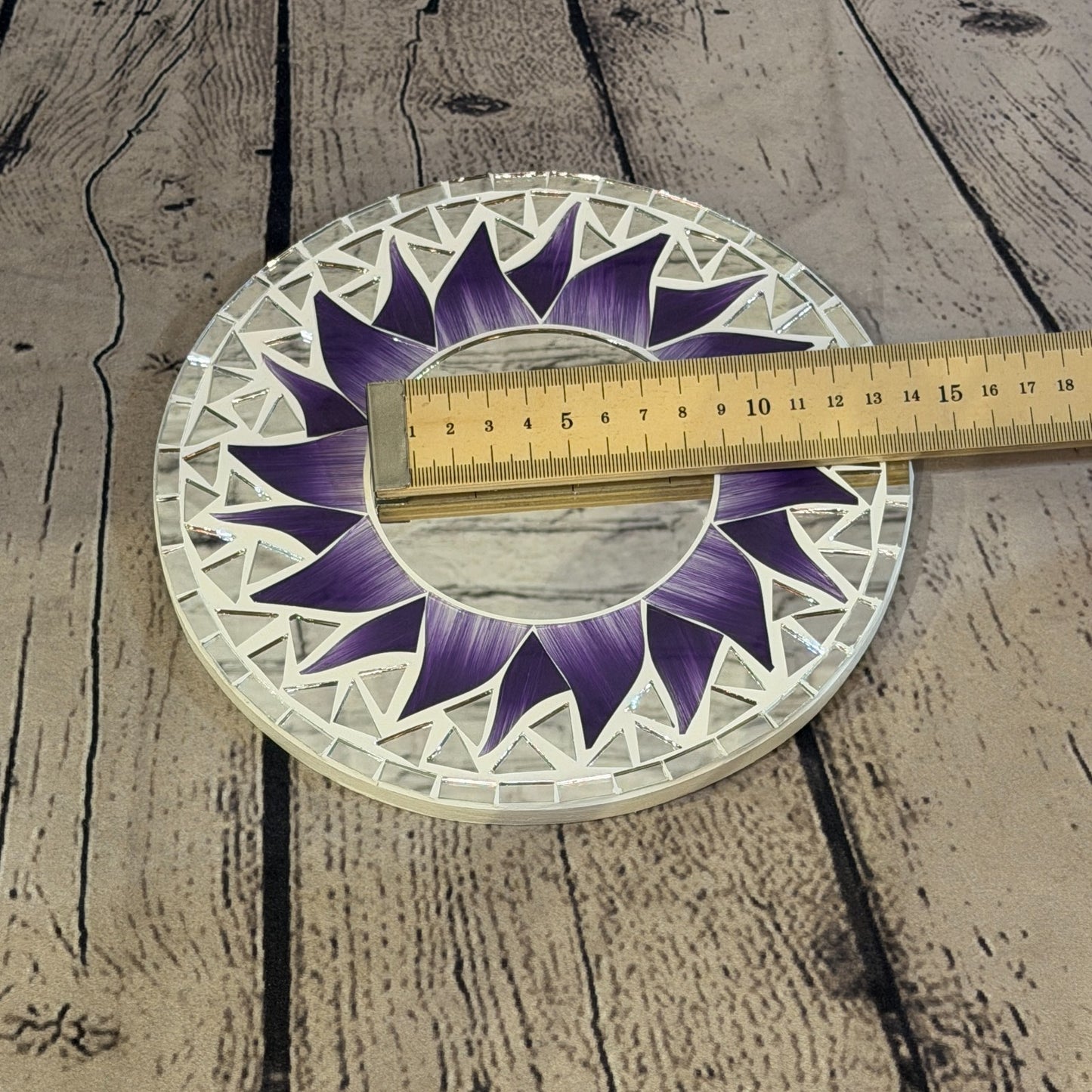 Purple Sun Flame Mosaic Tile Wall Mirror 20cm x 20cm 8 Inches Handmade5