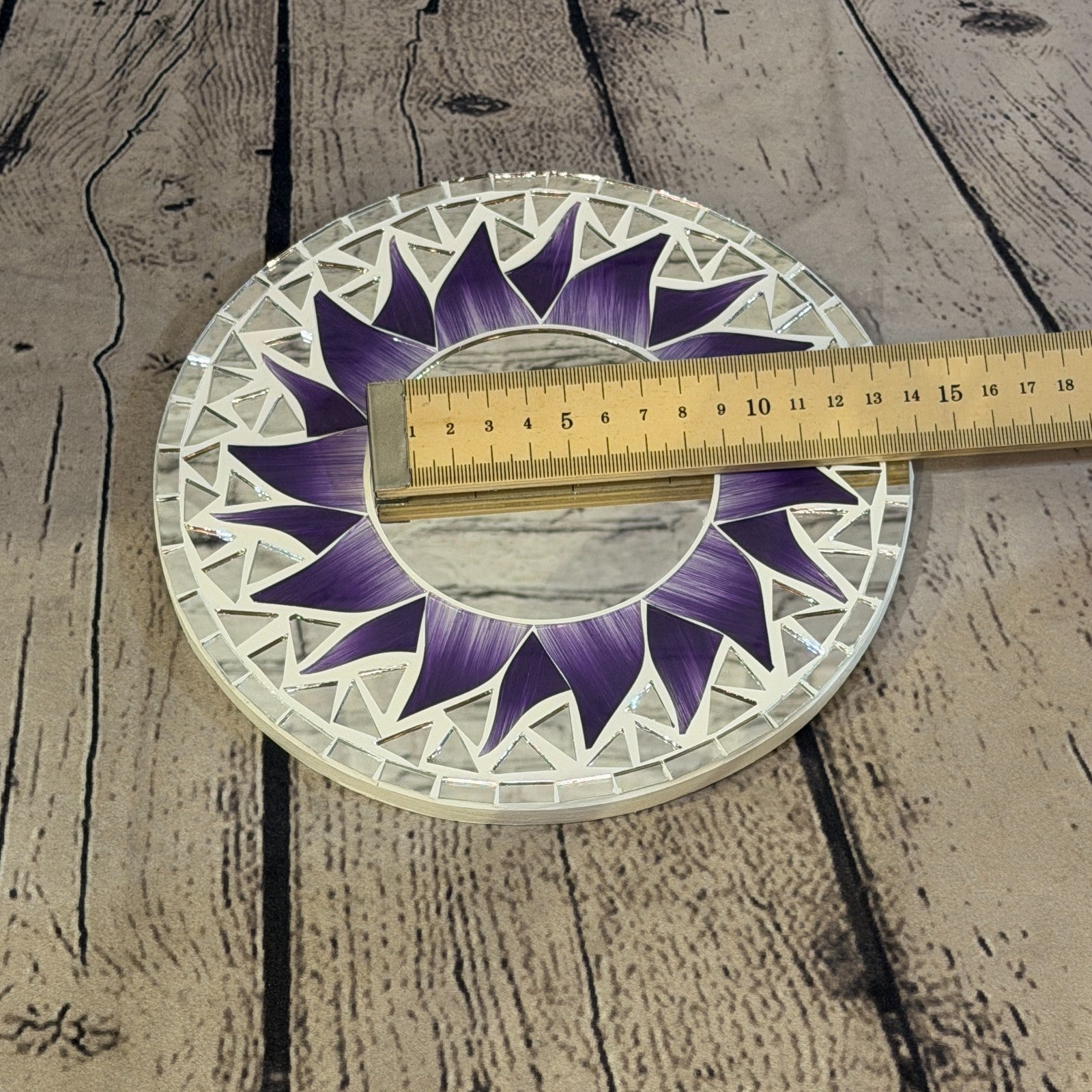 Purple Sun Flame Mosaic Tile Wall Mirror 20cm x 20cm 8 Inches Handmade5
